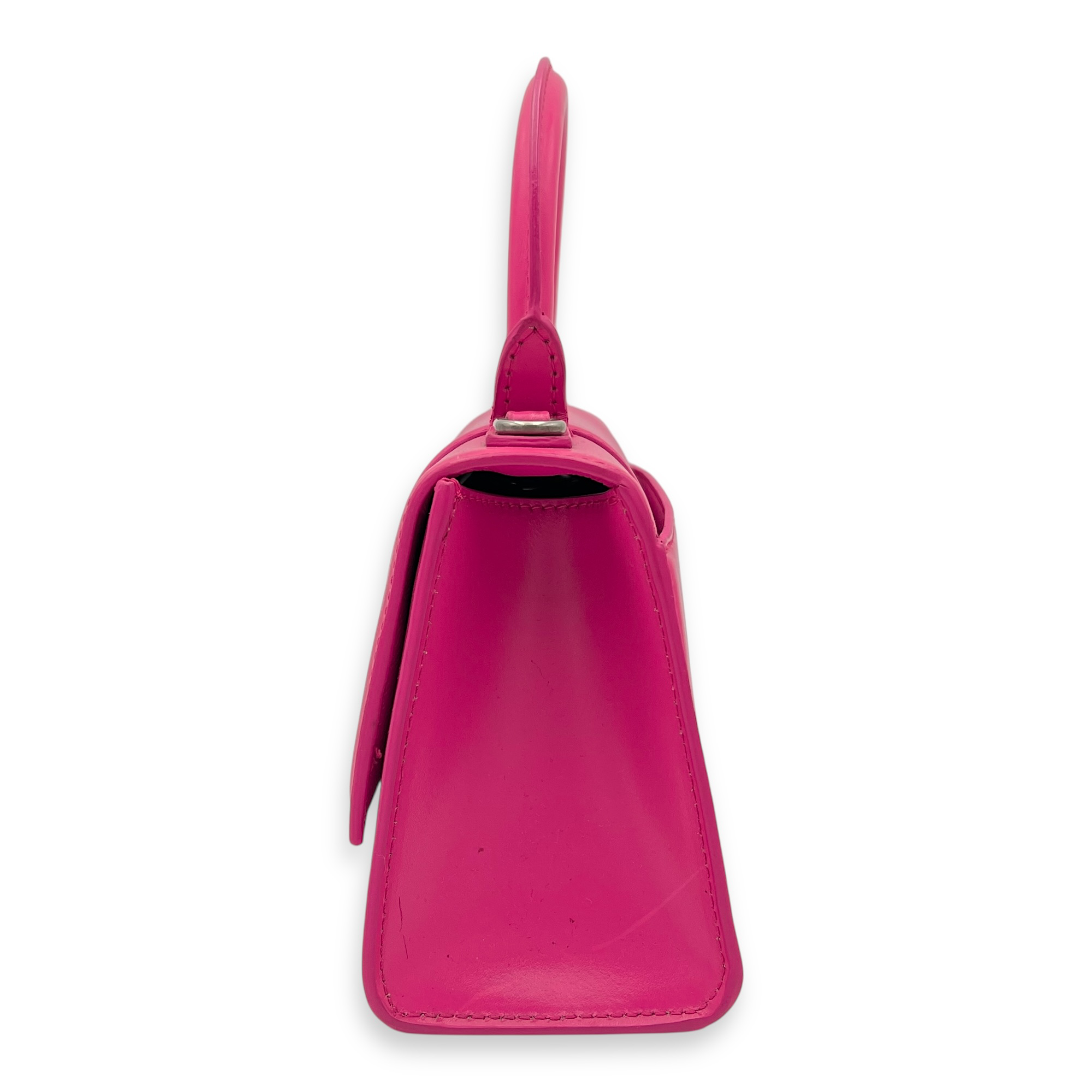 Hourglass XS Top handle bag in Calfskin, Silver Hardware - Image 4