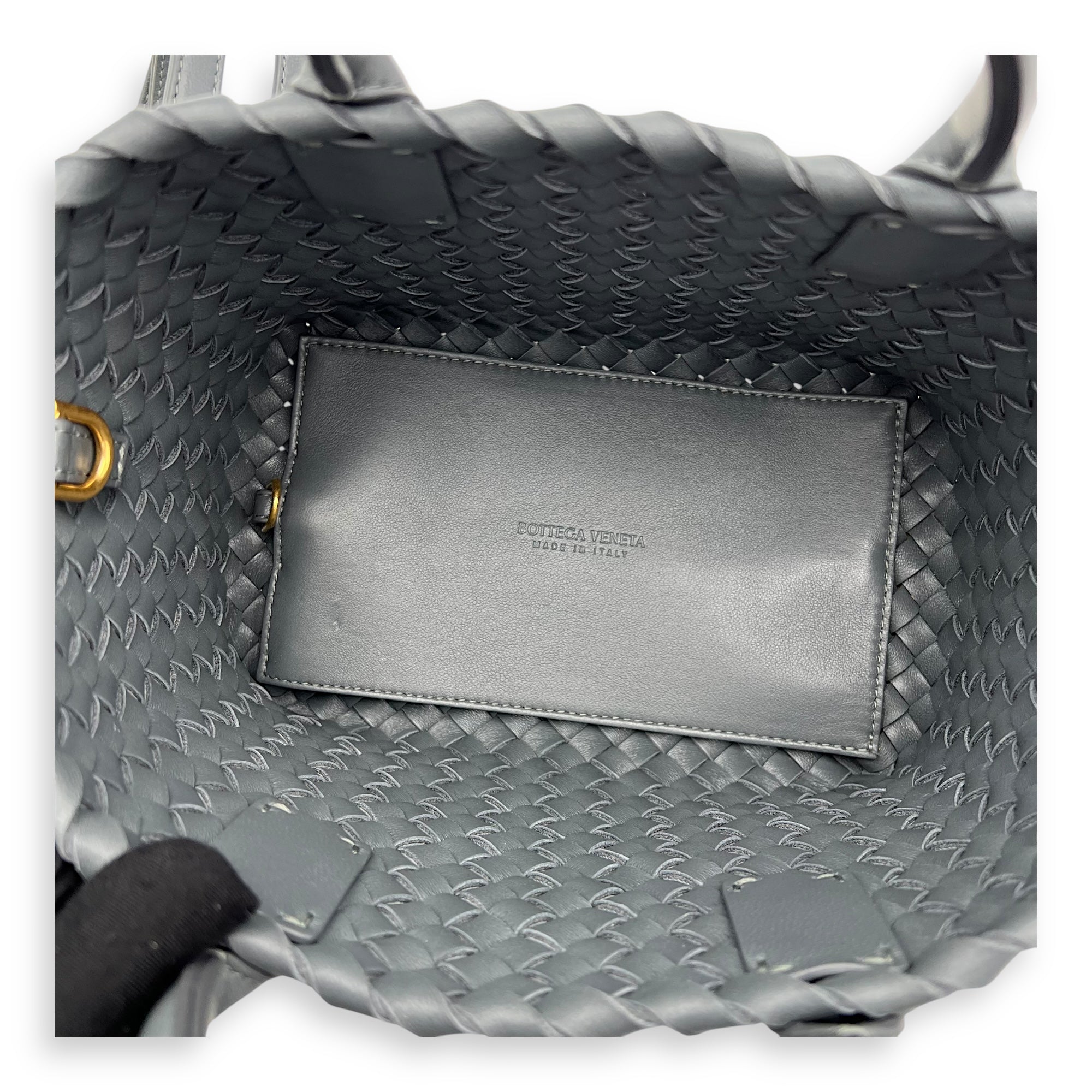 Cabat Top Handle Bag Grey in Lambskin, Silver hardware - Image 7