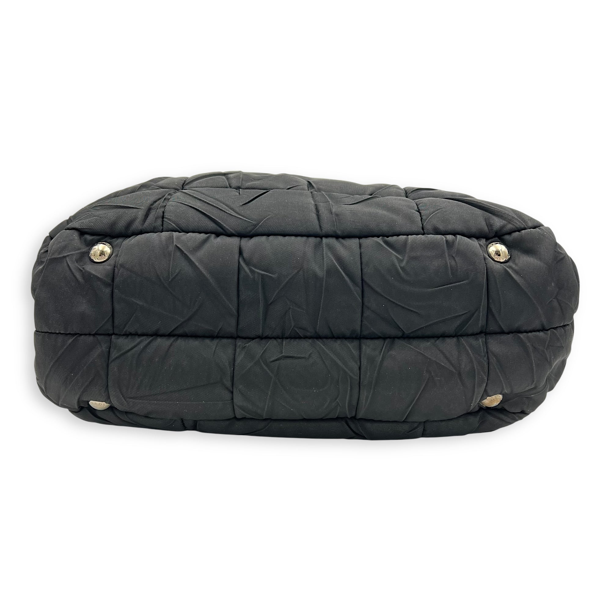 Logo Top Handle Bag Black in Nylon, Silver hardware - Image 6