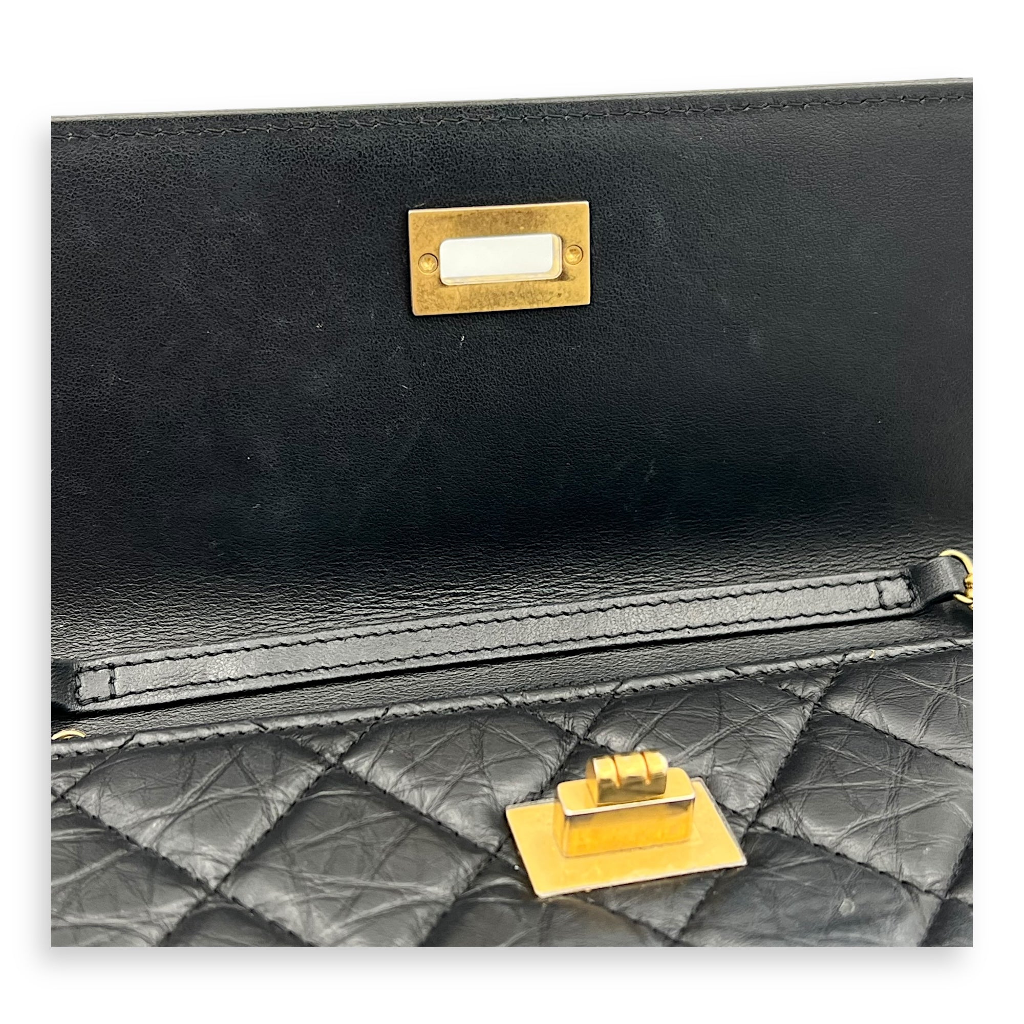 2.55 Shoulder Bag Black in Calfskin, Gold hardware - Image 10