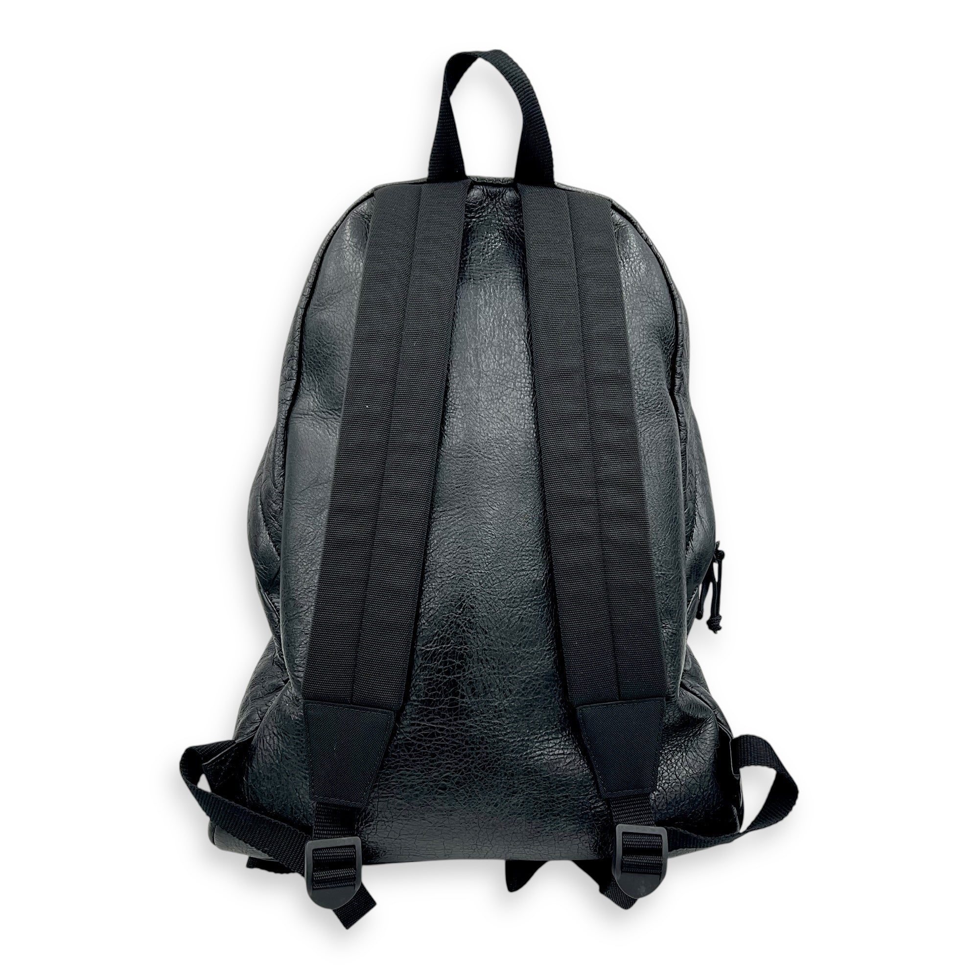 Logo Black Backpack in Distressed Leather, Silver hardware - Image 3