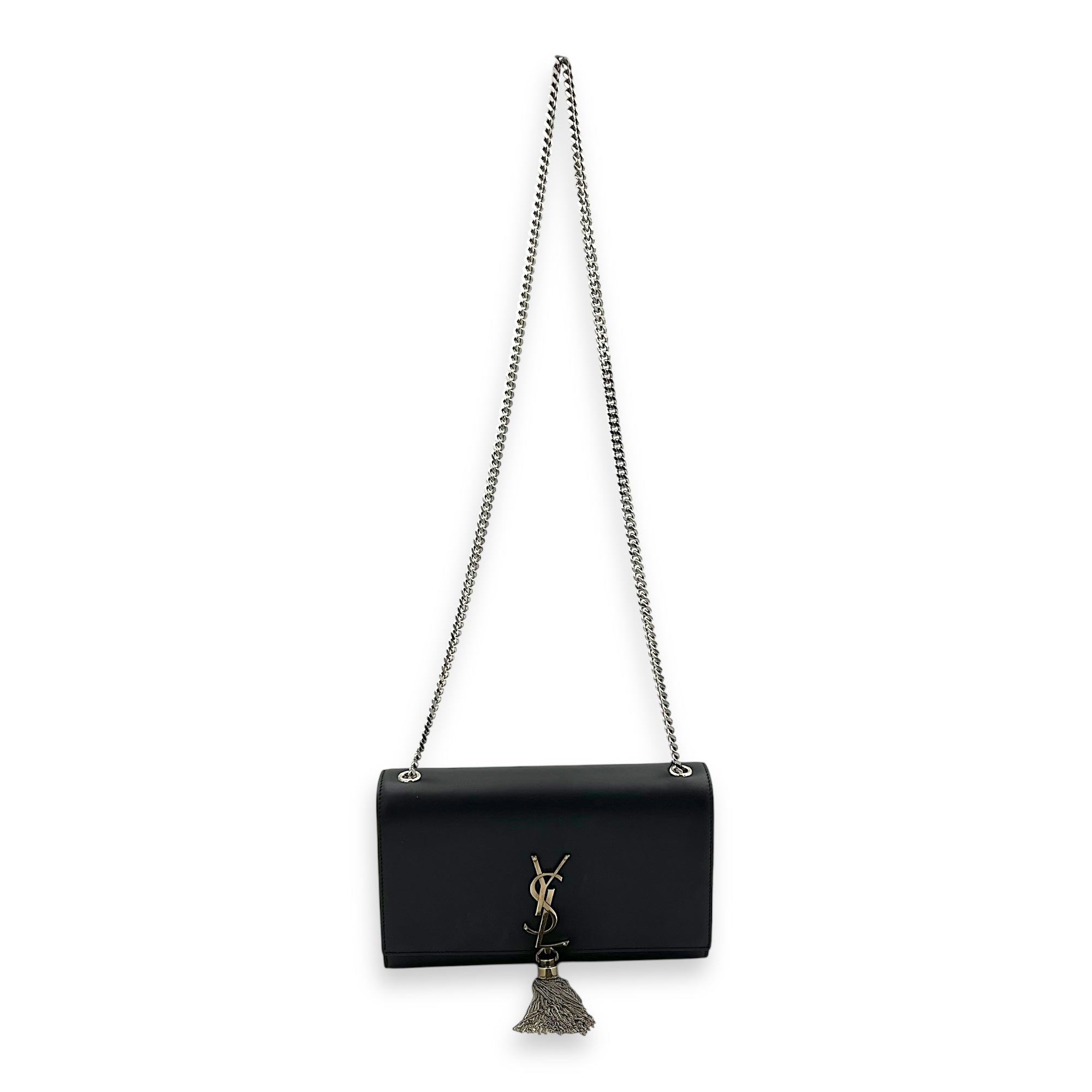 Kate Crossbody Bag Black in Calfskin, Silver hardware - Image 17