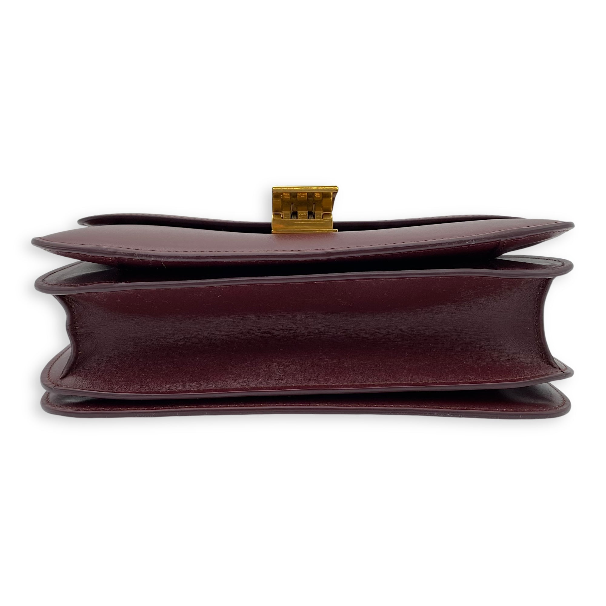 Box Medium Red Shoulder Bag in Calfskin, Brushed Gold hardware - Image 6