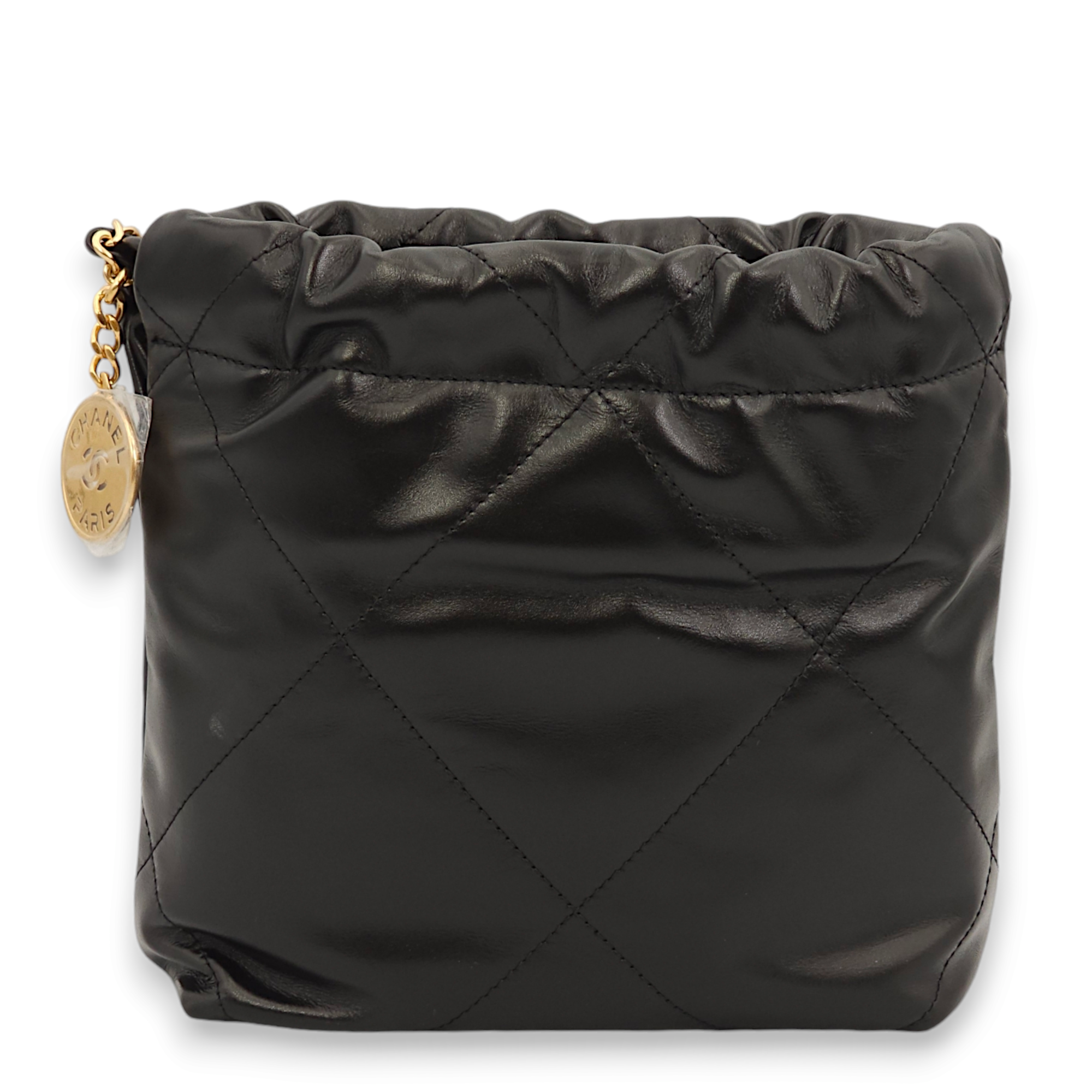22 with CC Chain Pearl Mini Black Shoulder Bag in Calfskin, Gold hardware - Image 3
