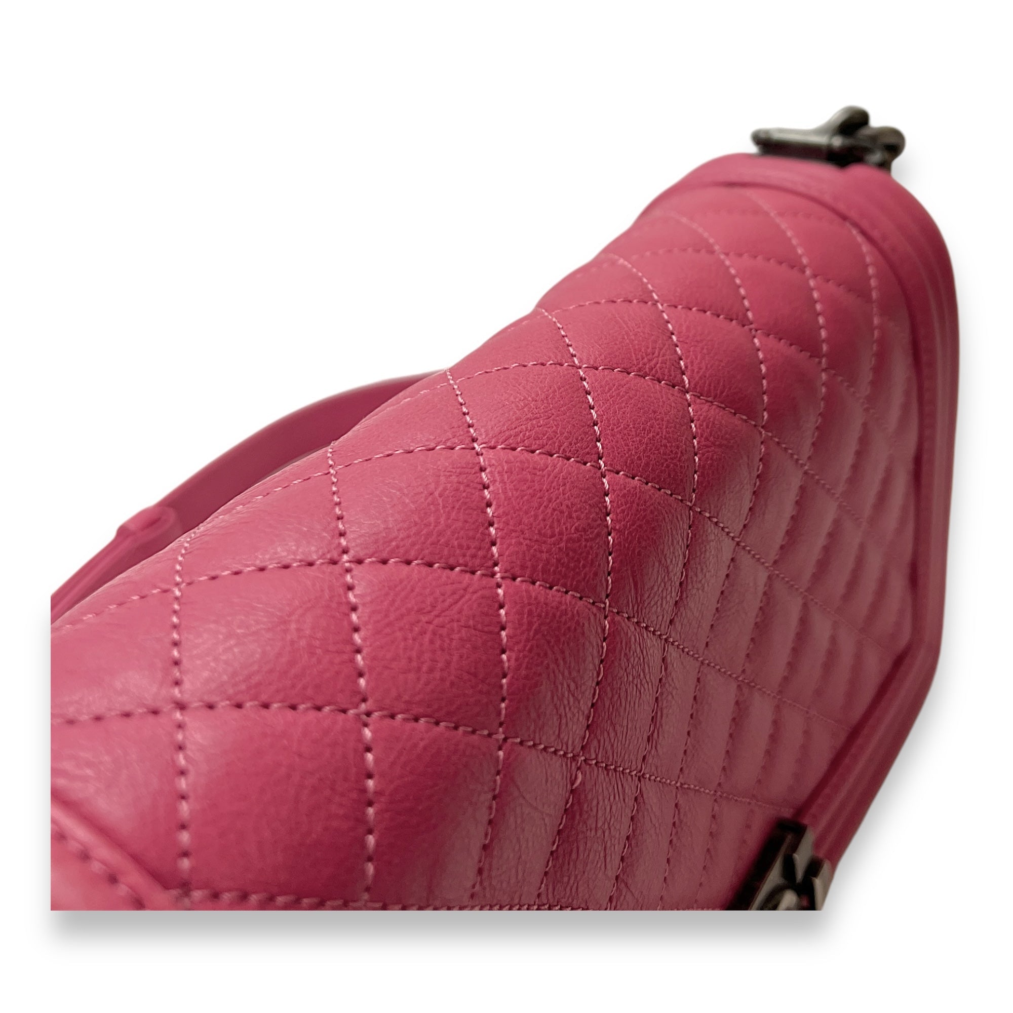 Boy Medium Pink Shoulder Bag in Calfskin, hardware - Image 9