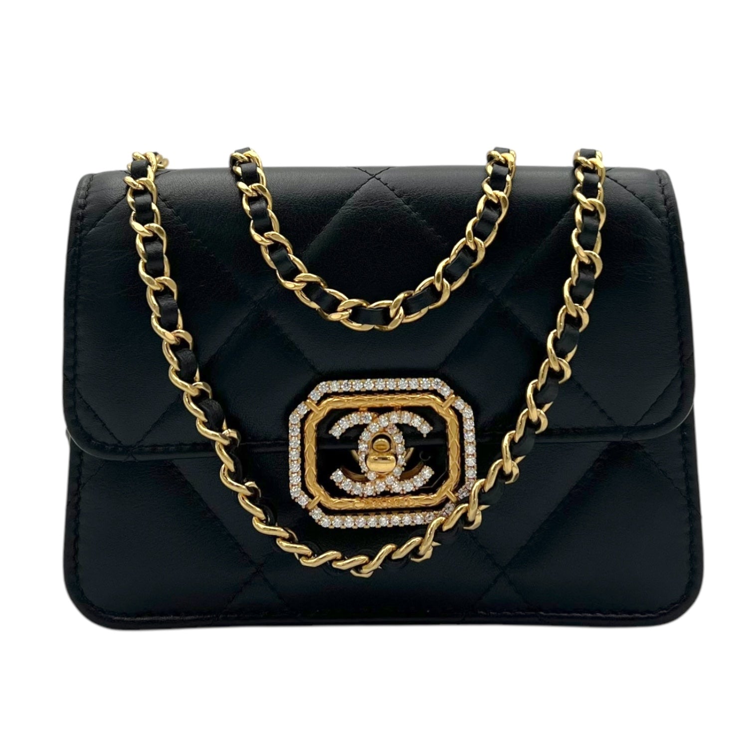CC Clutch Black in Lambskin, Gold hardware - Image 12