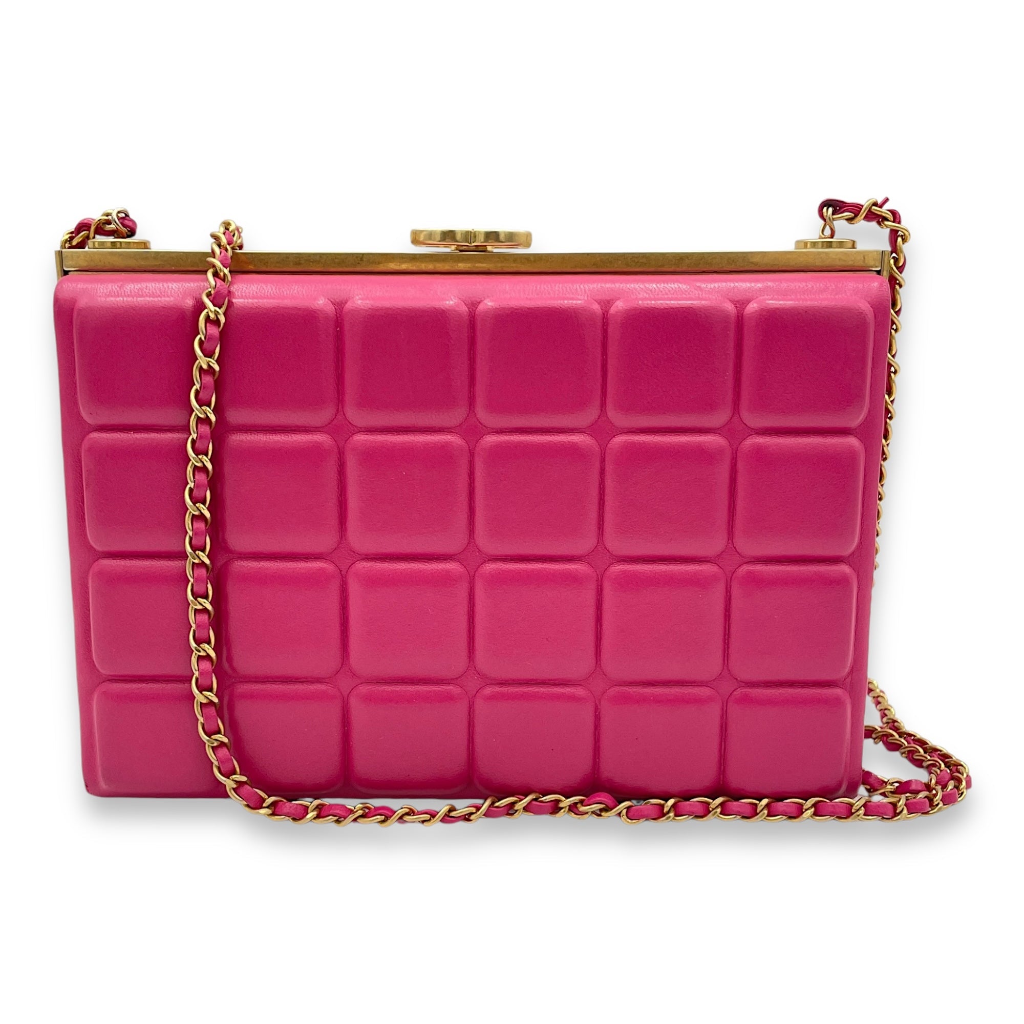 Choco Bar Pink Vanity Bag in Lambskin, Gold hardware - Image 5