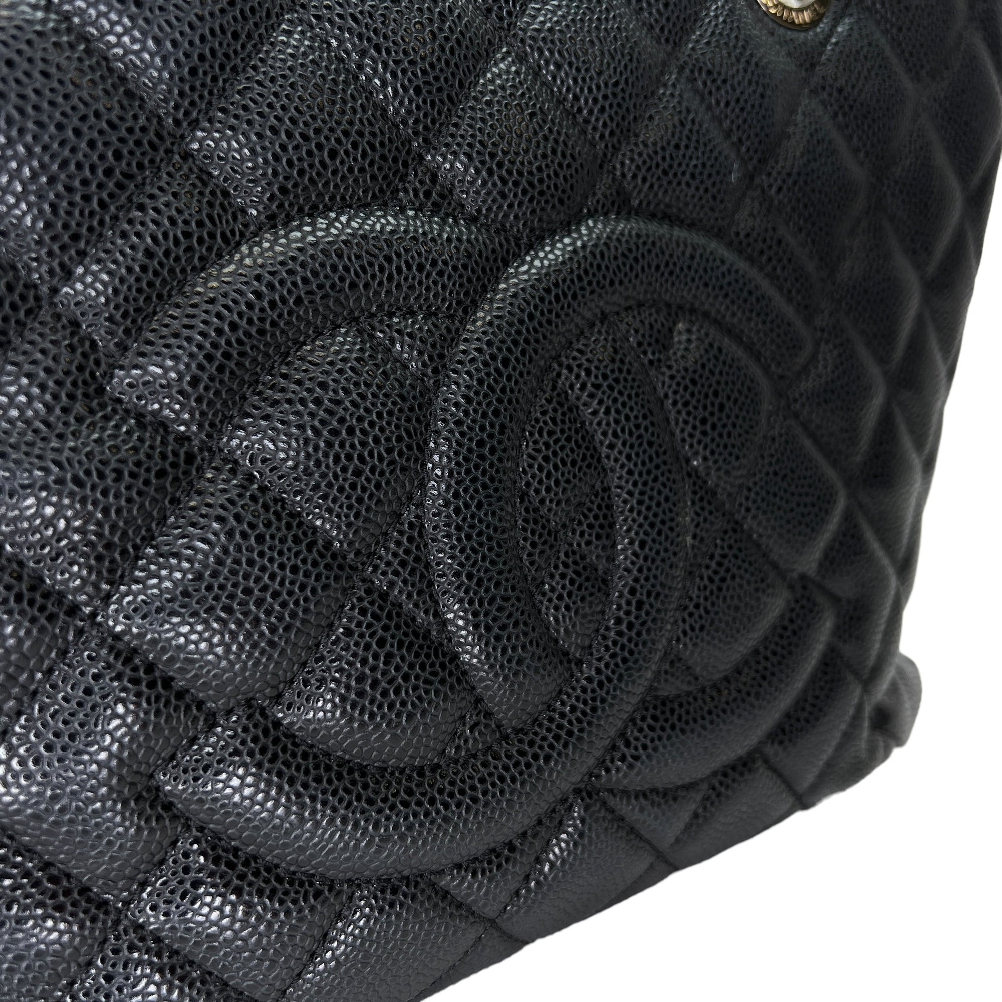 GST Black Tote Bag in Caviar Leather, Silver hardware - Image 6