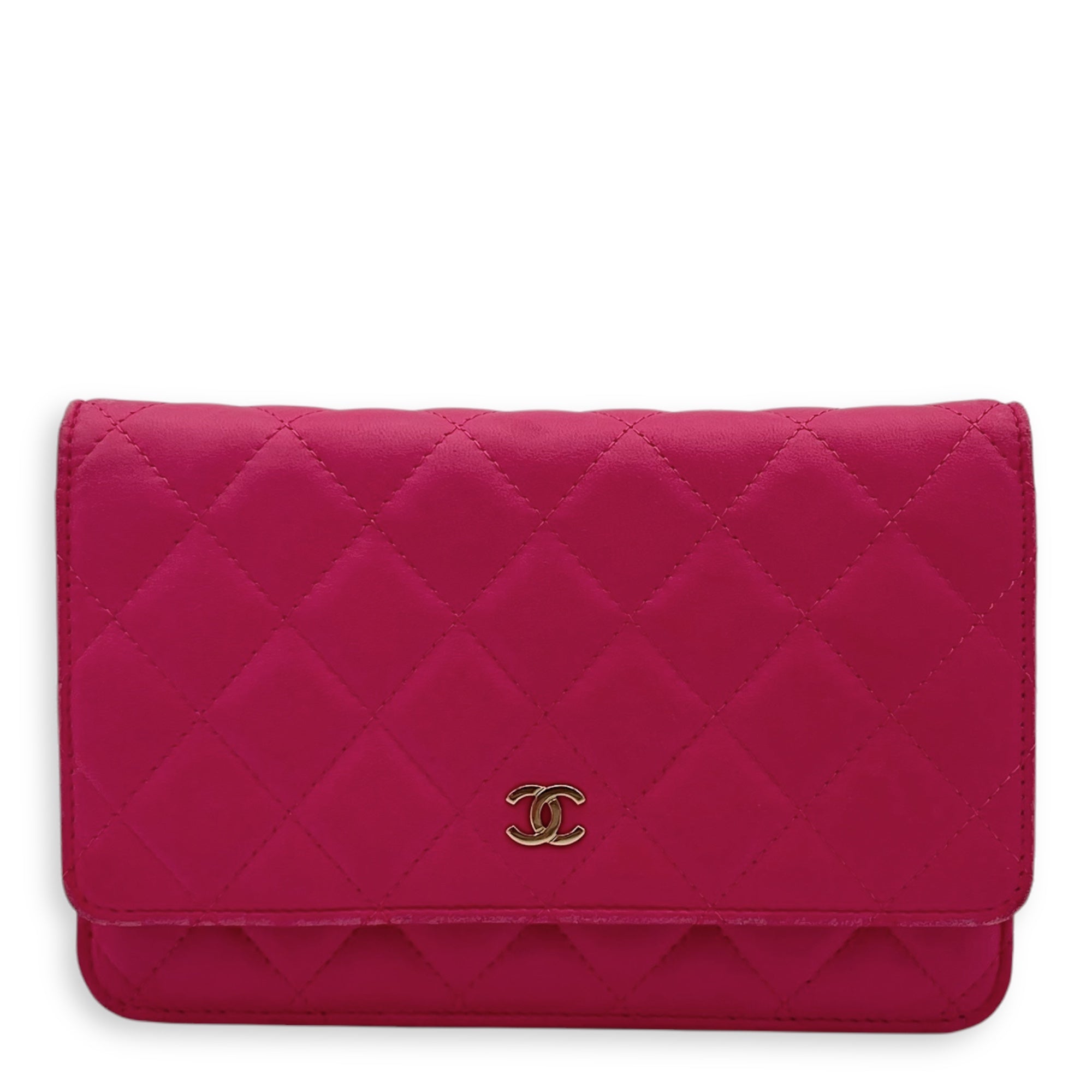 CC Wallet On Chain Pink in Lambskin, Gold hardware - Image 23