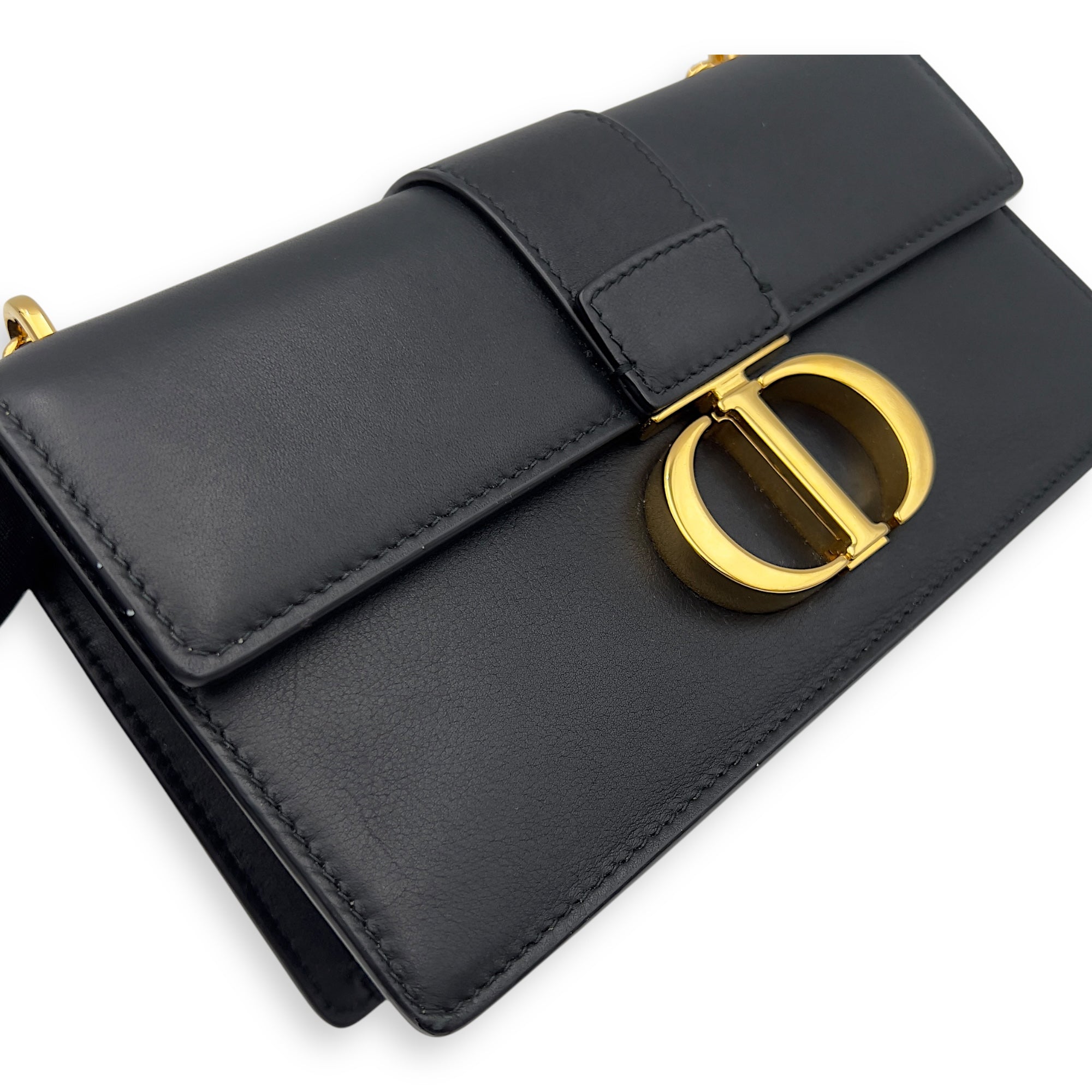 Montaigne Shoulder Bag Black in Calfskin, Gold hardware - Image 19