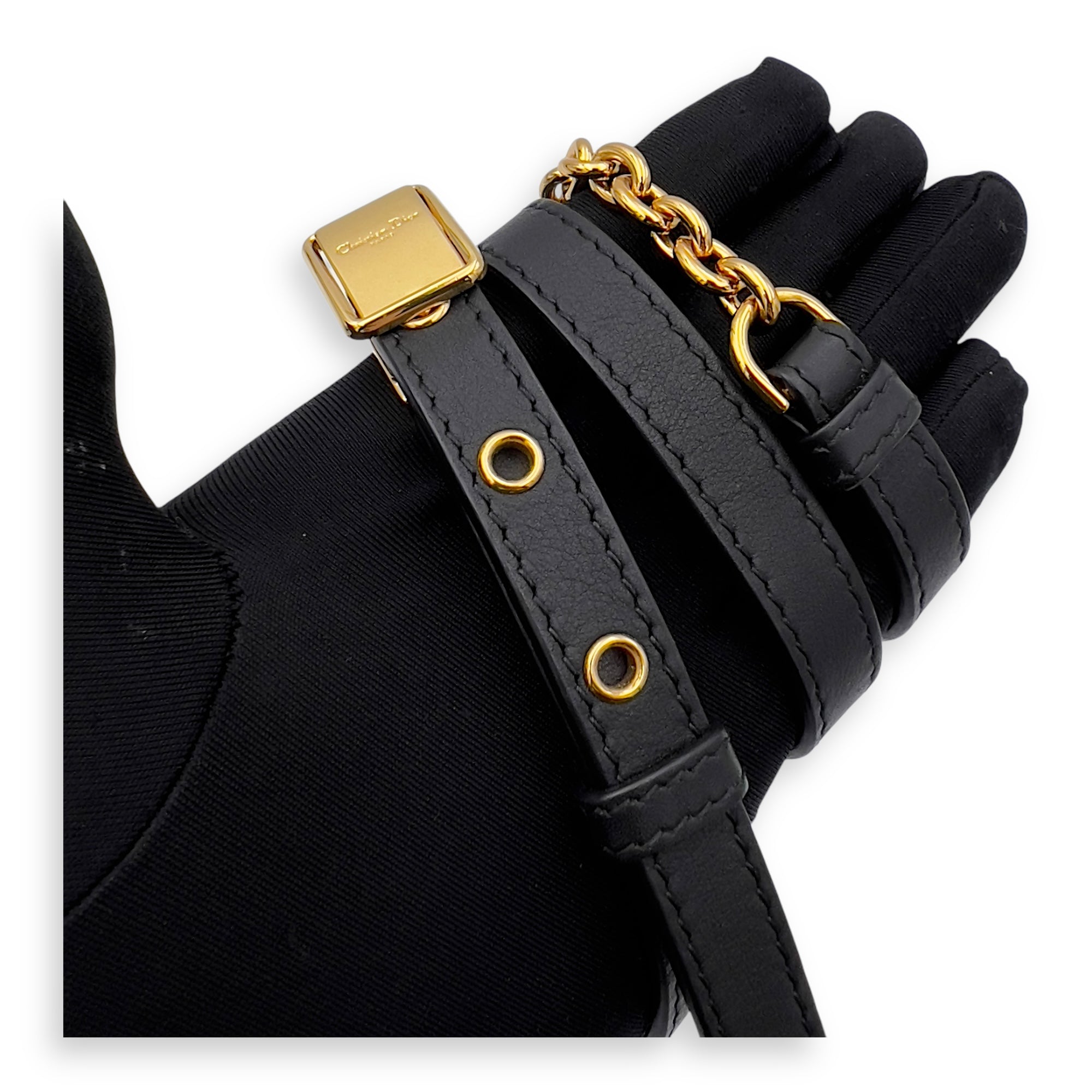 Montaigne Shoulder Bag Black in Calfskin, Gold hardware - Image 24