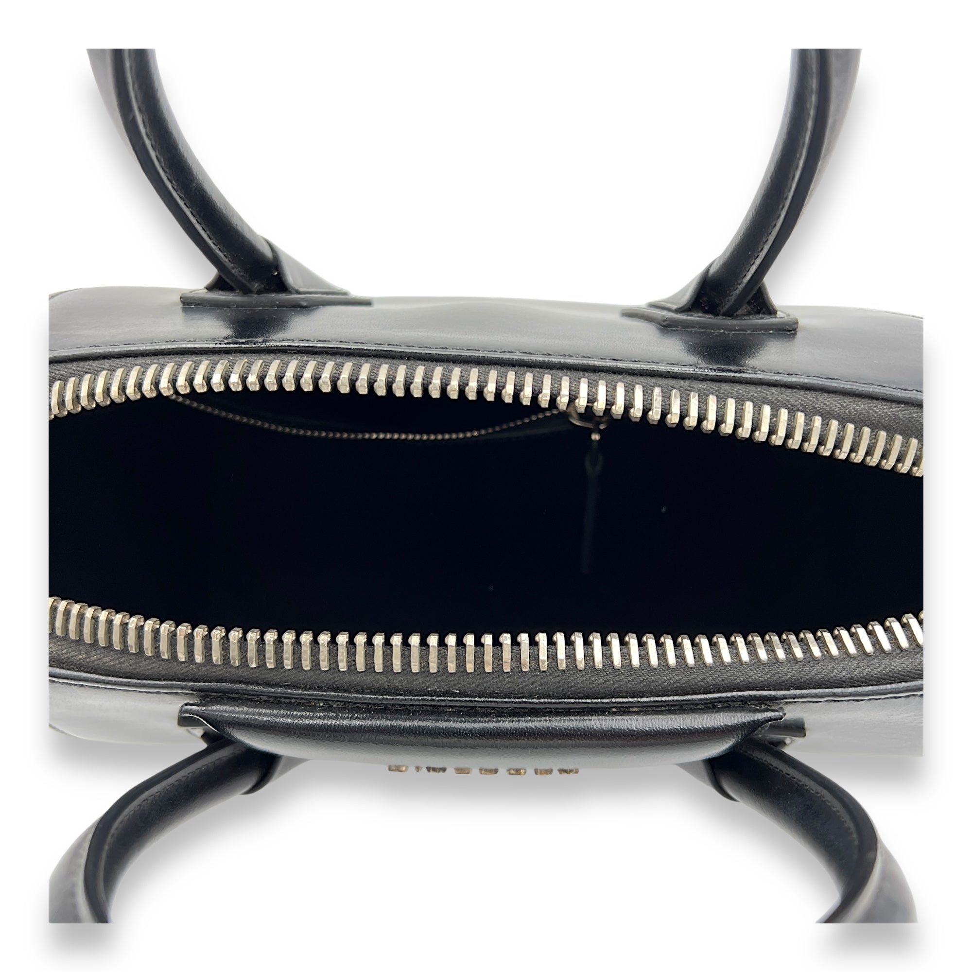 Antigona Small Black Top Handle Bag in Calfskin, Silver hardware - Image 7