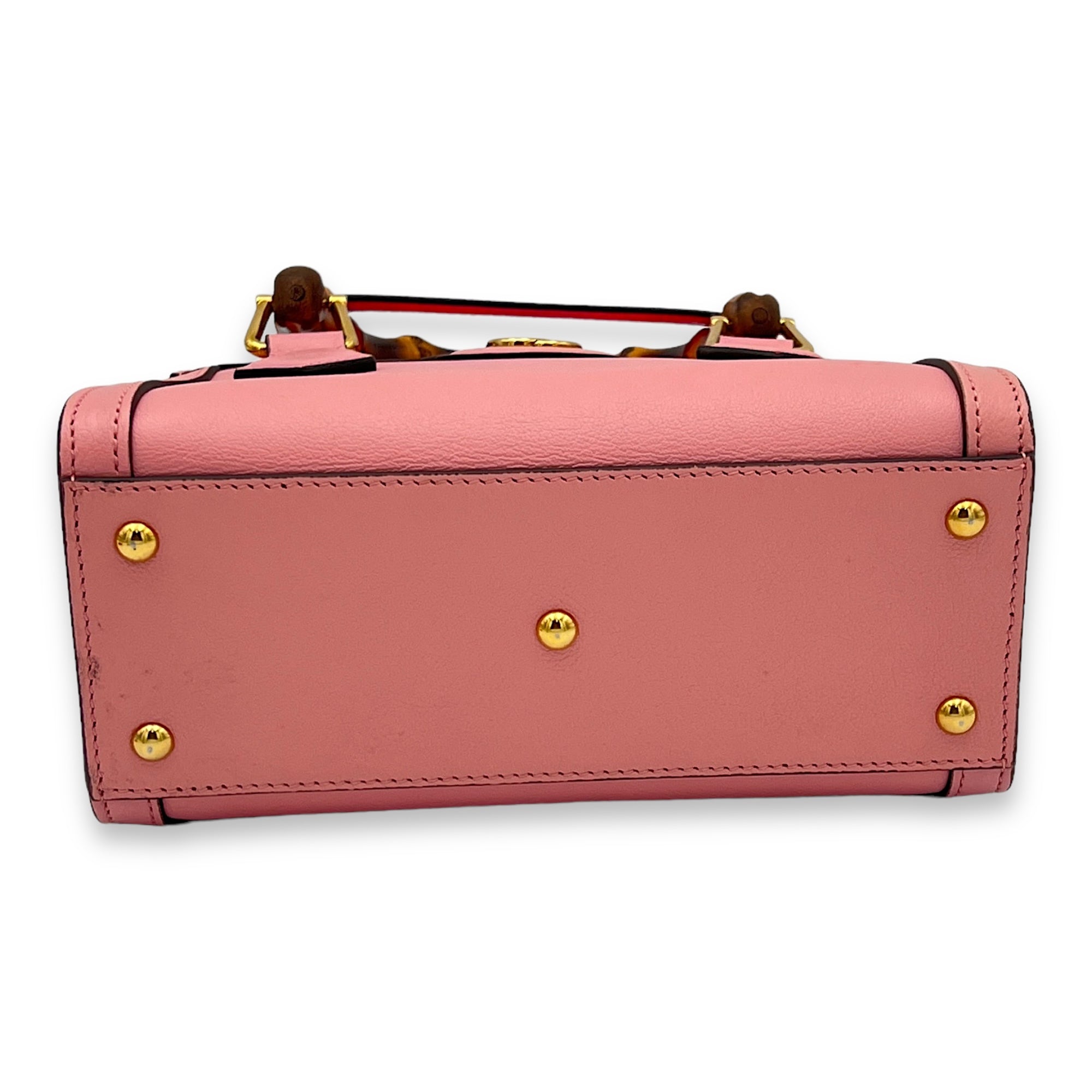 Bamboo Diana Mini Pink Top Handle Bag in Calfskin, Gold hardware - Image 6
