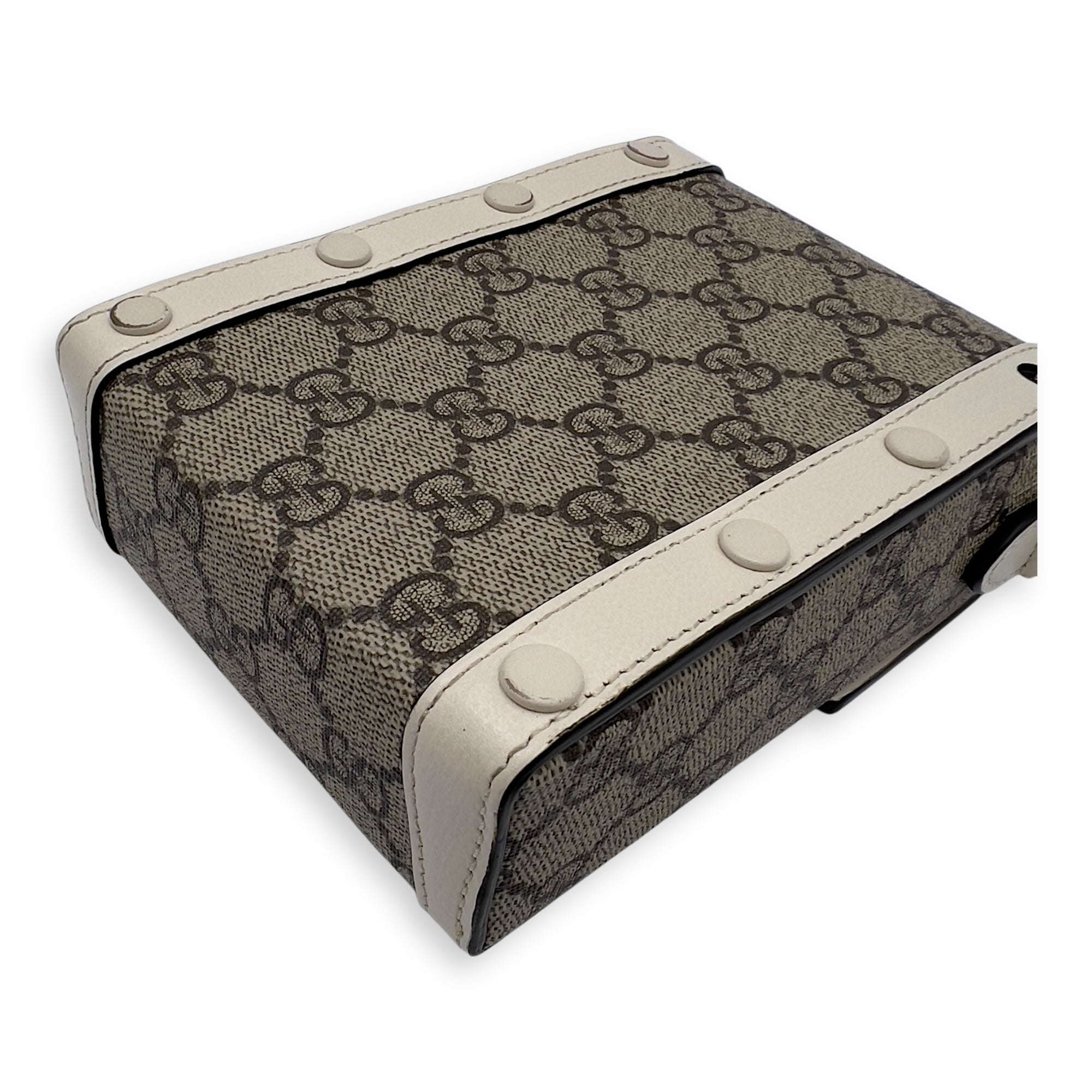 Horsebit 1955 Brown Crossbody Bag in Monogram Coated Canvas, Gold hardware - Image 11