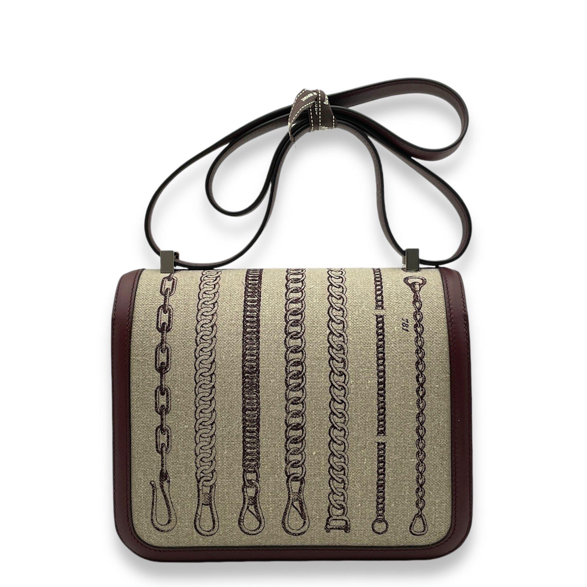 Constance Toile de Camp Dechainee 24 Bordeaux in Swift/Toile, Palladium hardware - Image 3