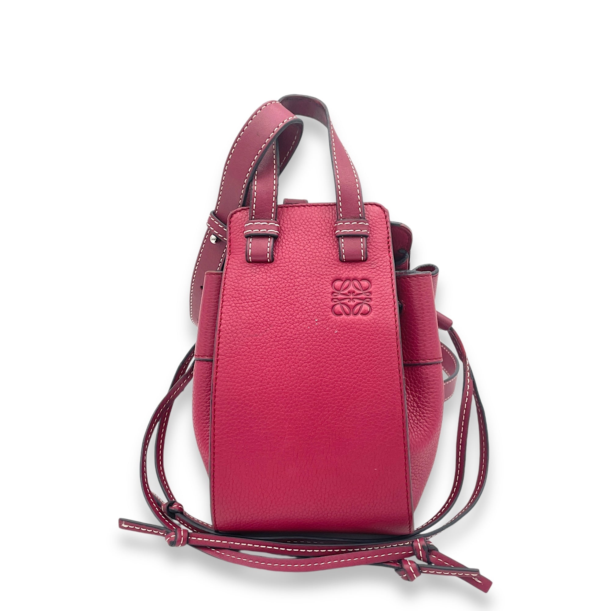 Hammock Mini Red Top Handle Bag in Calfskin, Silver hardware