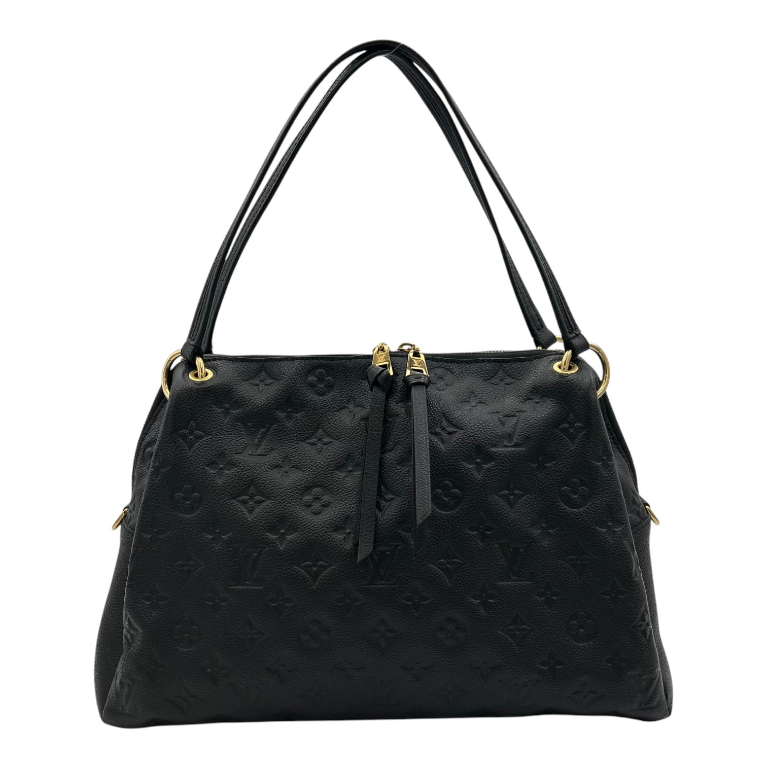 Ponthieu Black Top Handle Bag in Monogram Empreinte Leather, Gold hardware