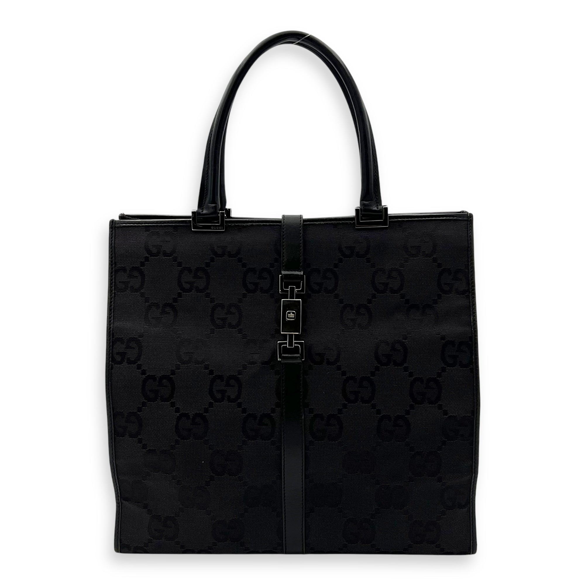 Jackie 1961 Tote Bag Black in Canvas, Silver hardware