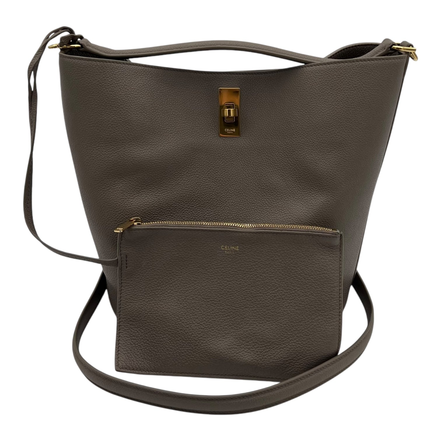 Bucket 16 Brown Top Handle Bag in Calfskin, Gold hardware - Image 12