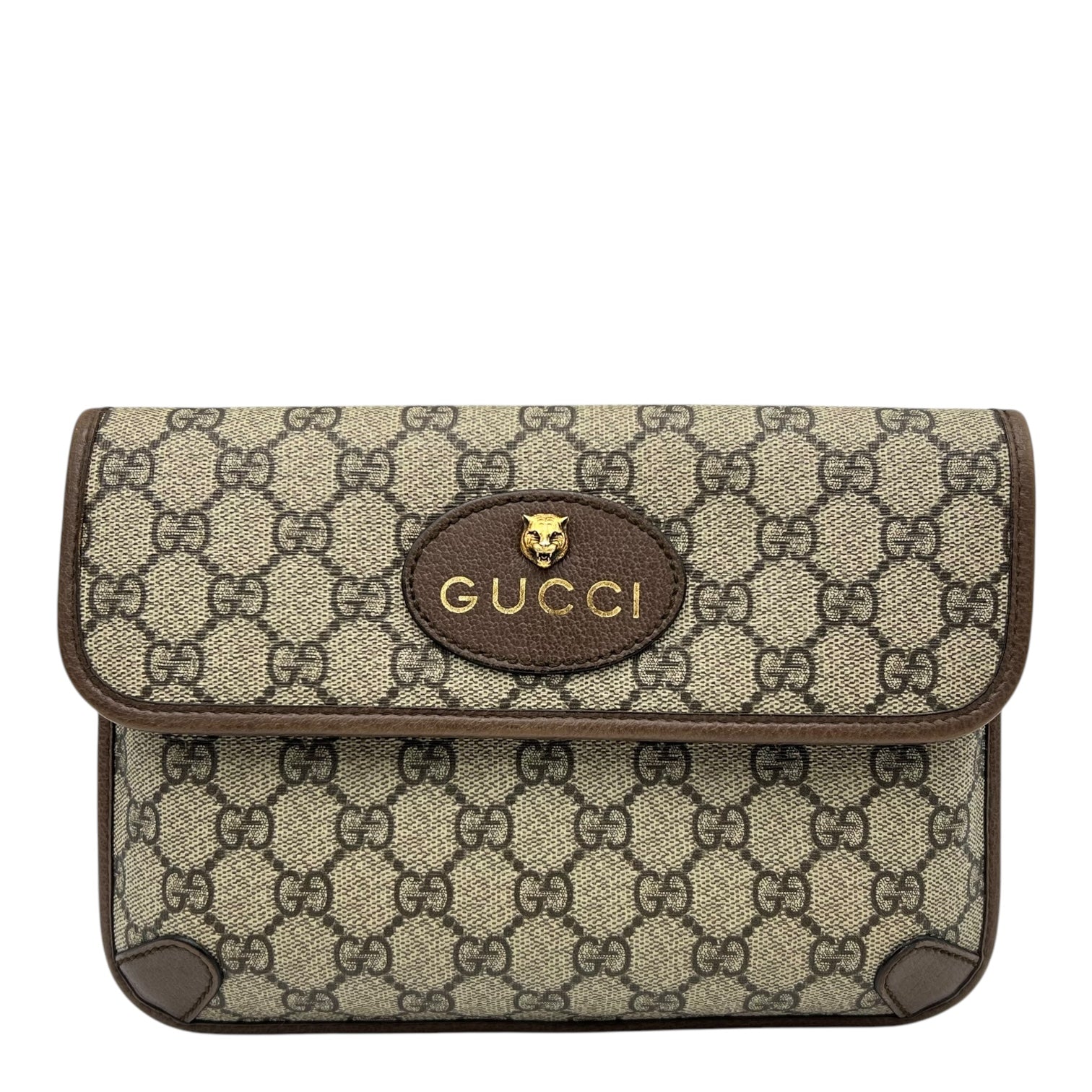 Ophidia Belt Bag Grey in Coated Canvas, Gold hardware