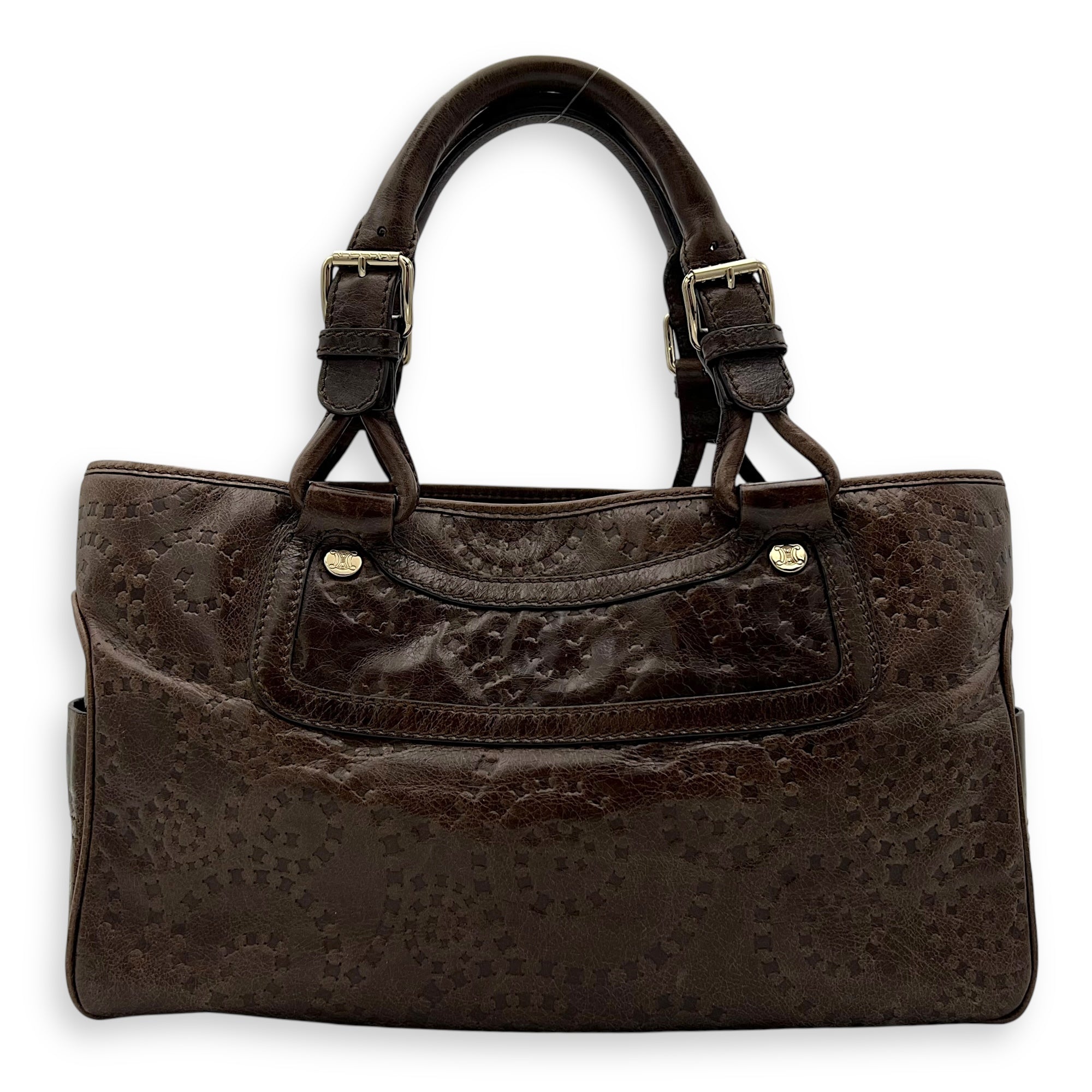 Boogie Top Handle Bag Brown in Calfskin, Gold hardware