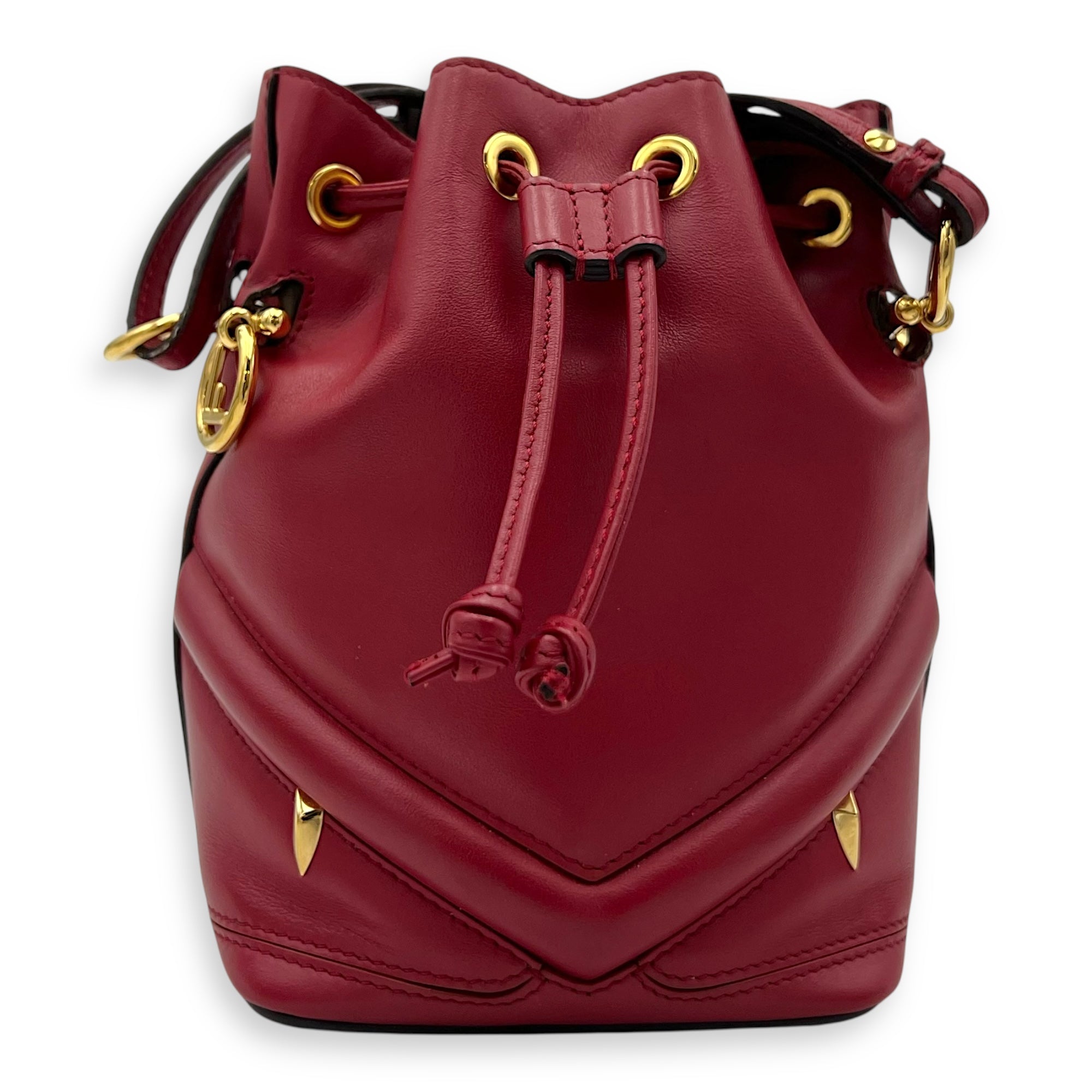 Mon Tresor Bucket Bag Red in Calfskin, Gold hardware