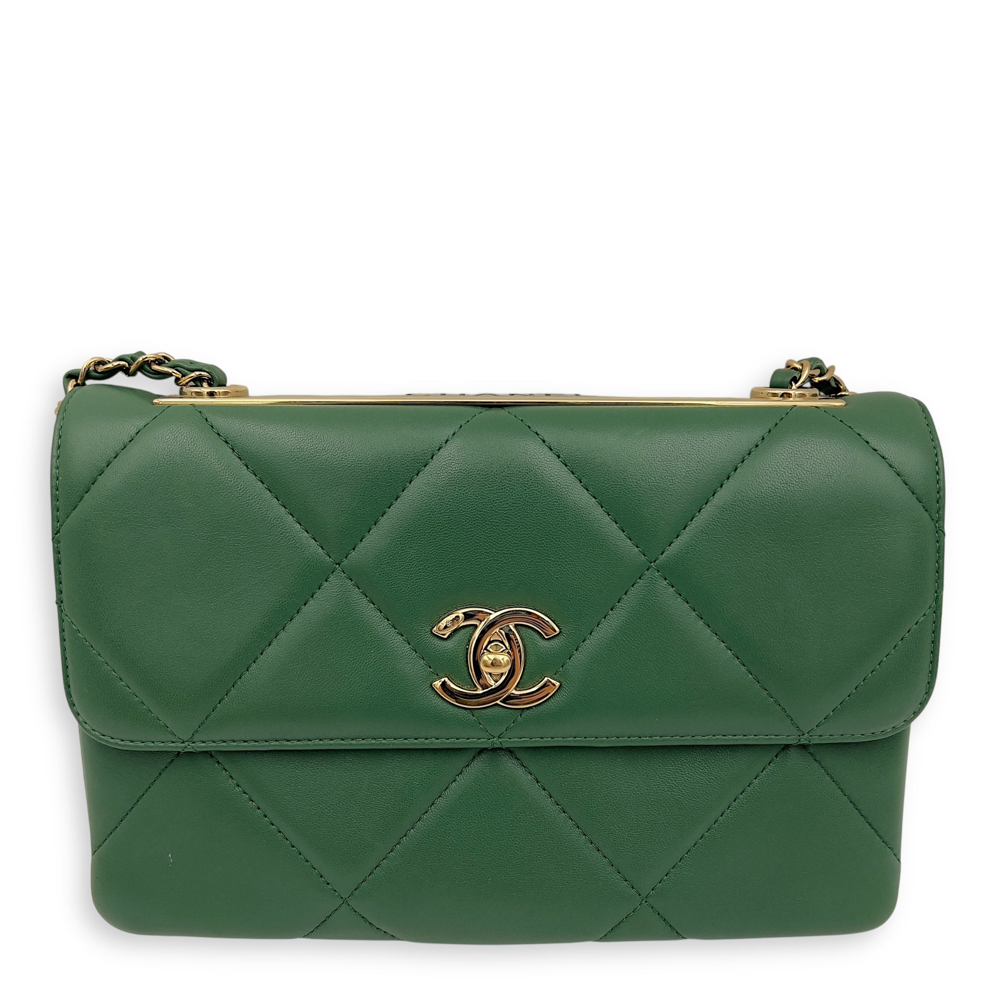 Trendy CC Black Top Handle Bag in Calfskin, Gold hardware