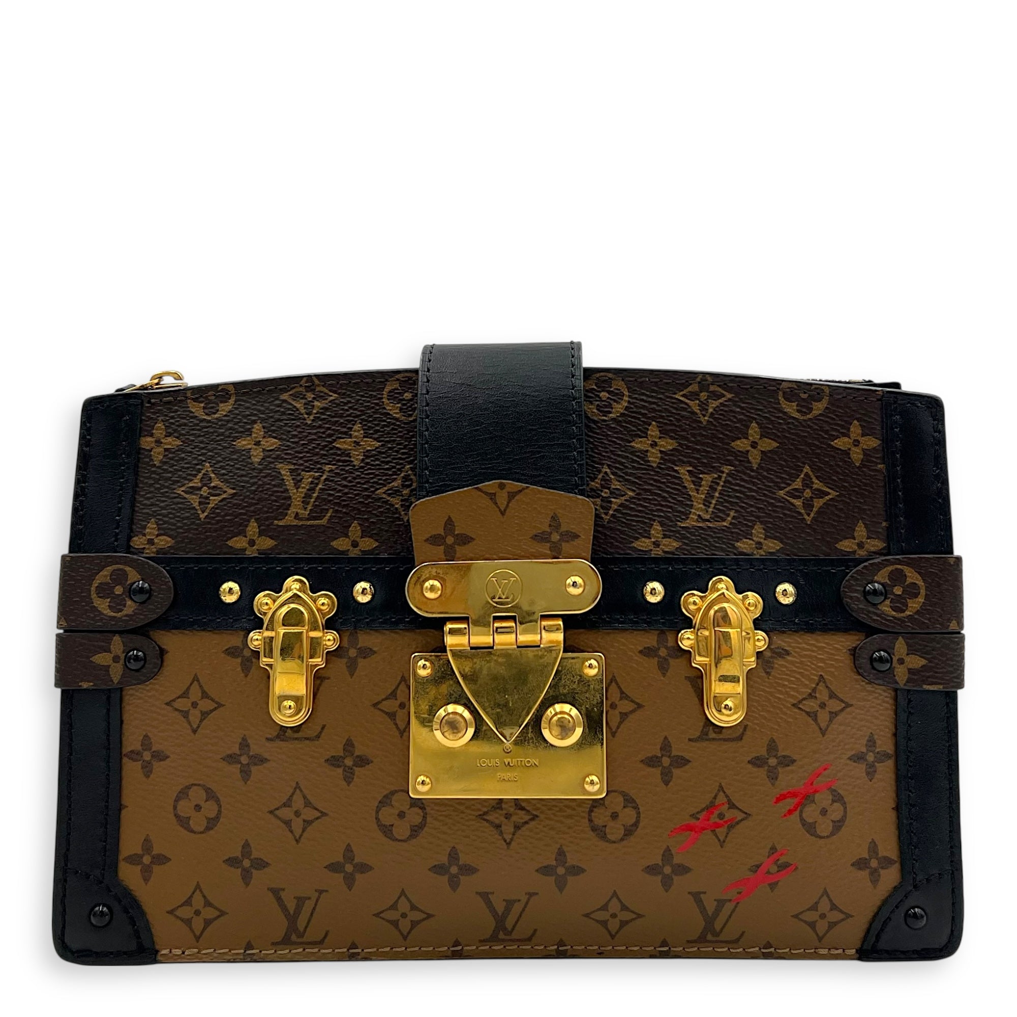 Trunk Trunk Clutch 2 Way Brown in Monogram Coated Canvas, Gold hardware