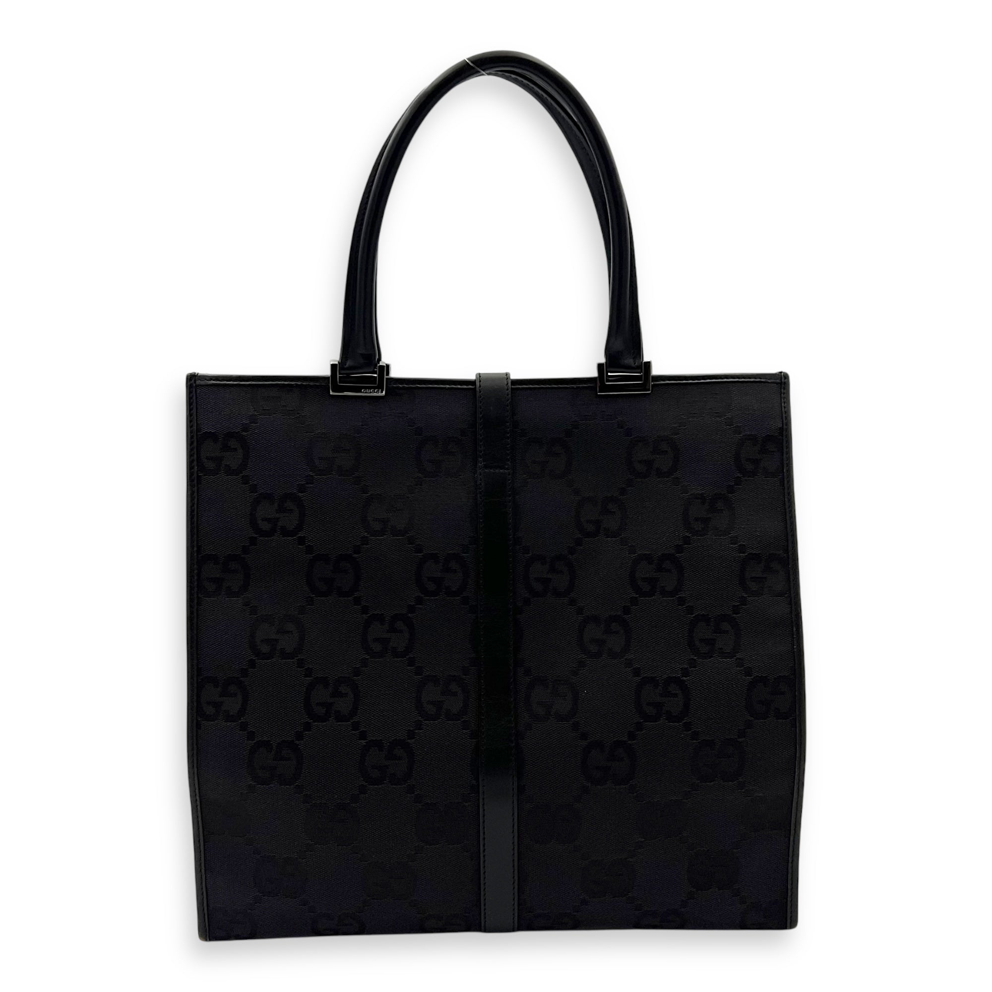 Jackie 1961 Tote Bag Black in Canvas, Silver hardware - Image 3