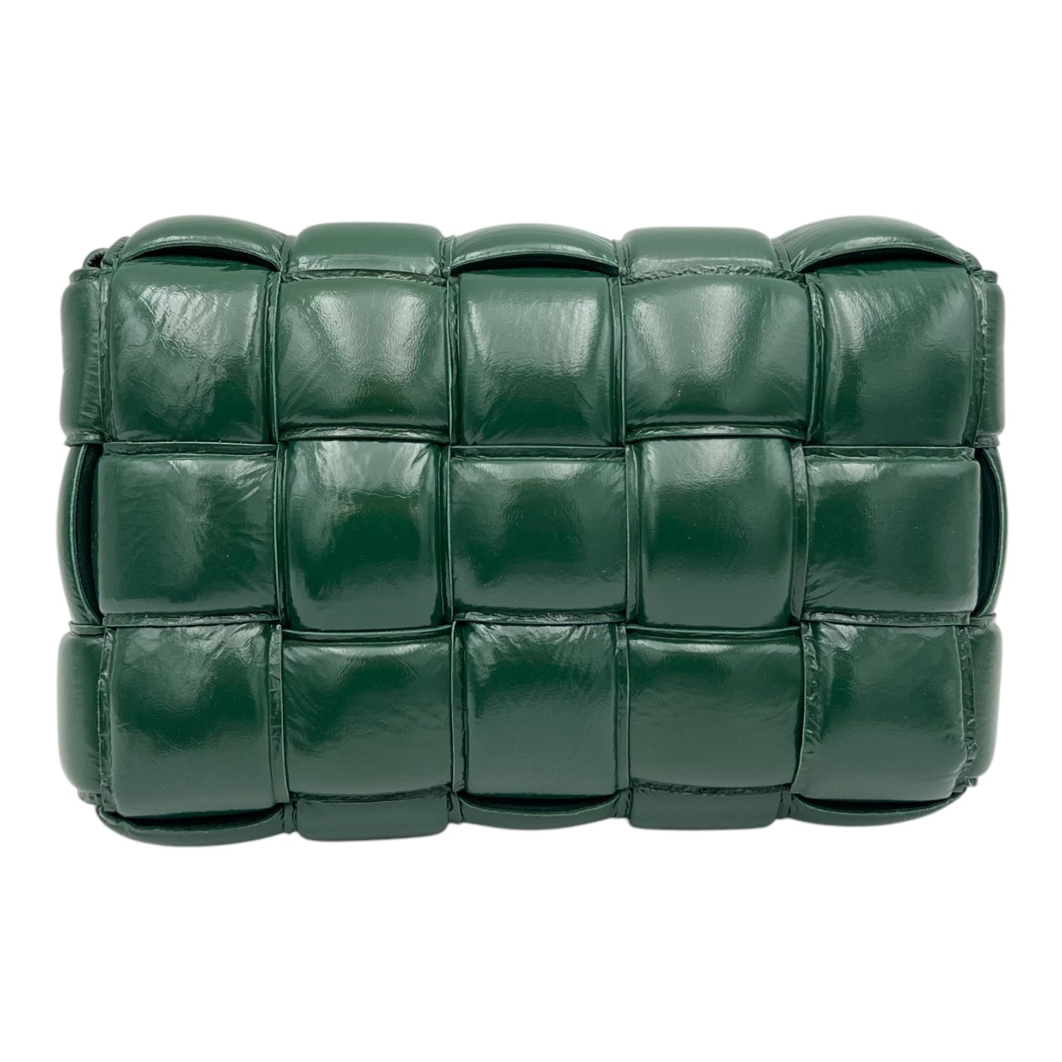 Cassette Shoulder Bag Green in Patent Leather, Gold hardware - Image 3