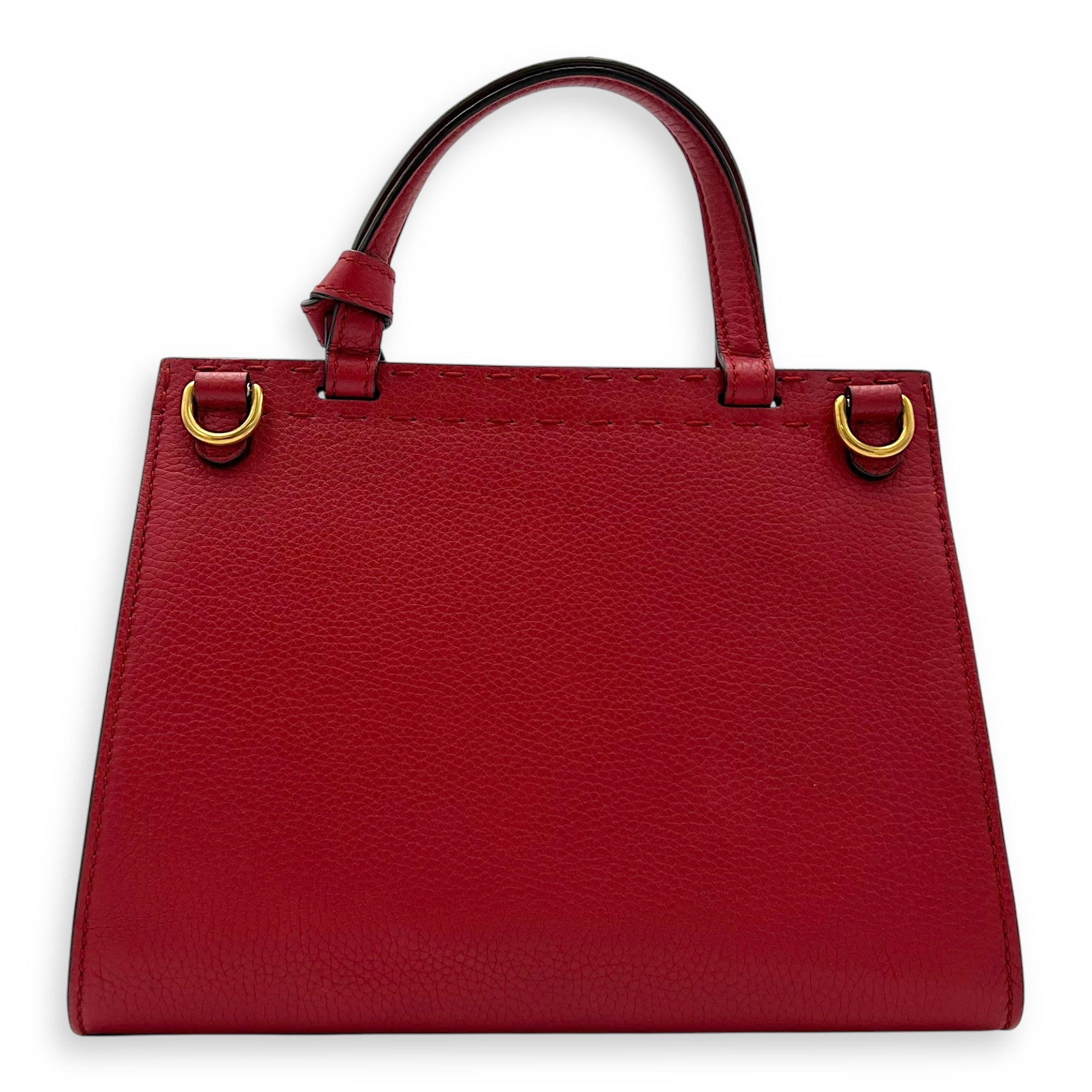 GG Marmont Top Handle Bag Red in Calfskin, Gold hardware - Image 3