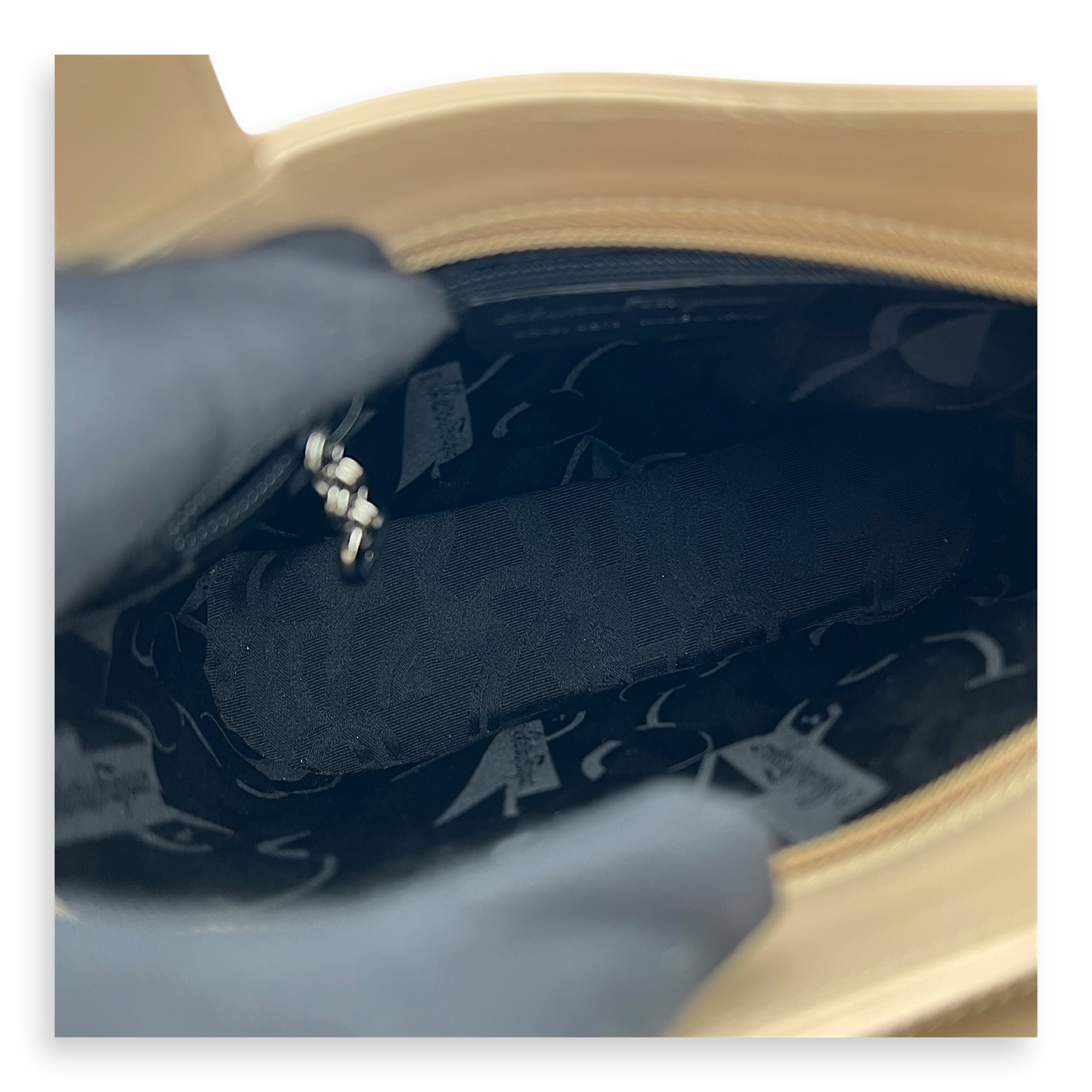 Gancini Silver Top Handle Bag in Calfskin, Silver hardware - Image 9