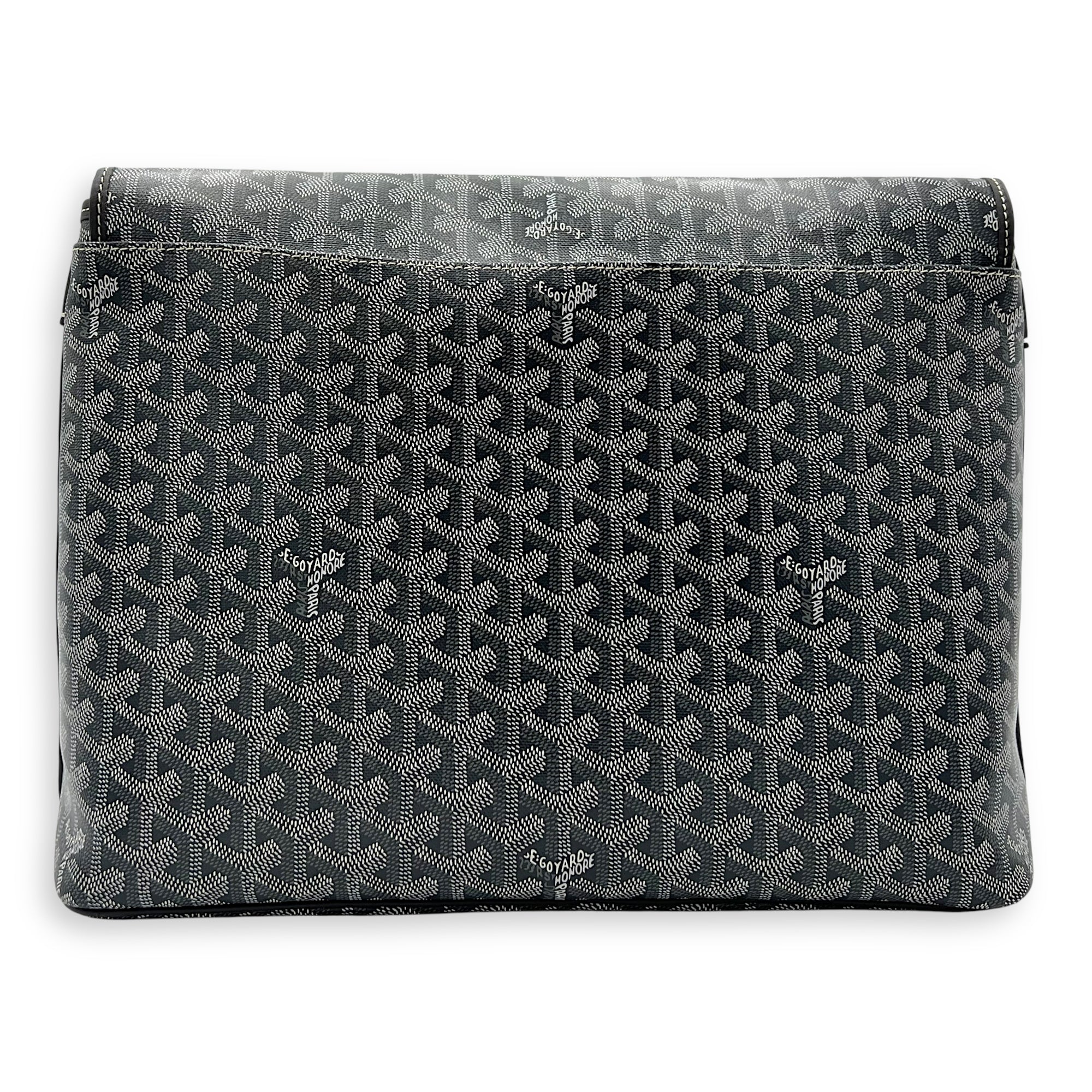 Capetien MM Grey Shoulder Bag in Coated Canvas, Silver hardware - Image 3