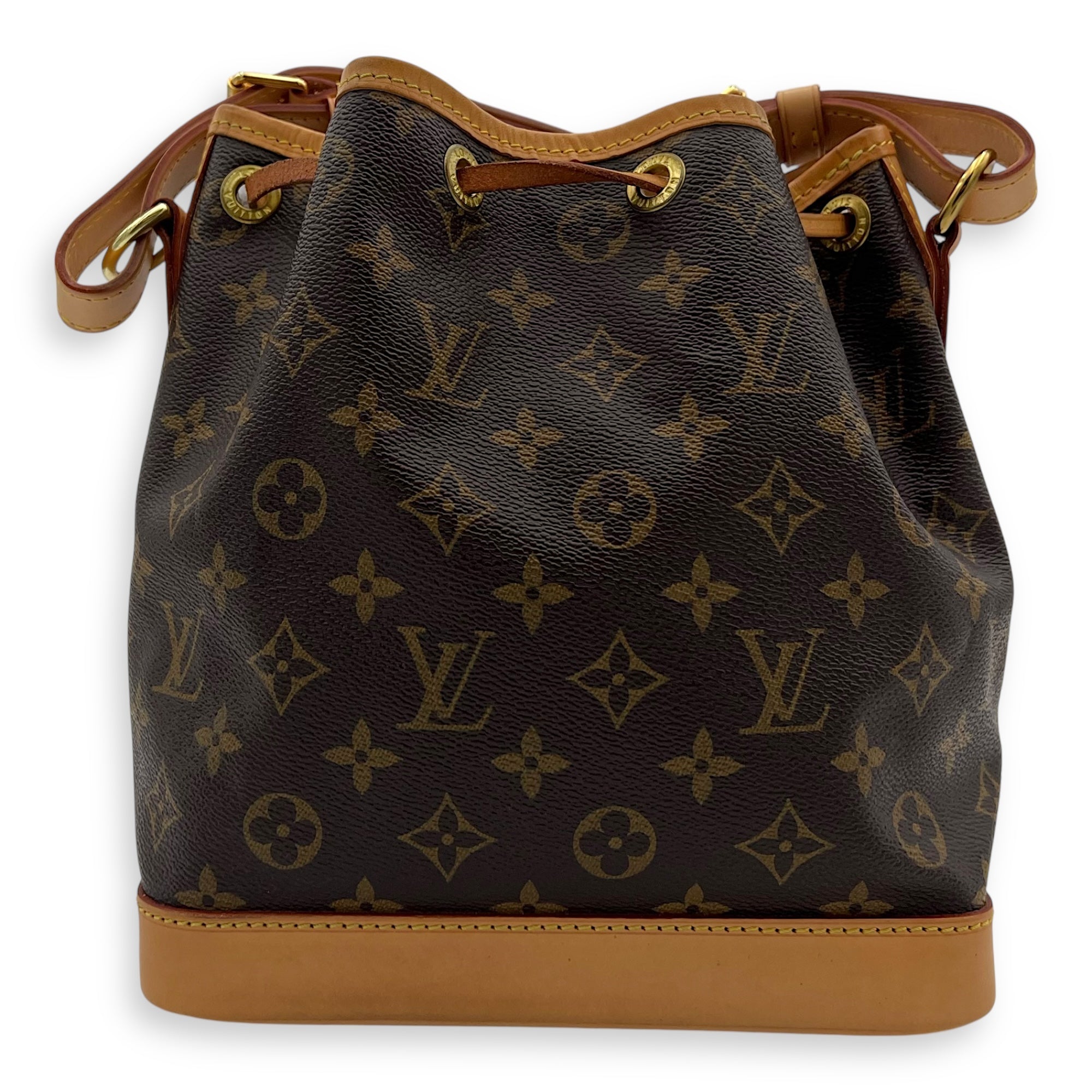 Noe Bucket Bag Petite Brown in Monogram Coated Canvas, Gold hardware - Image 3