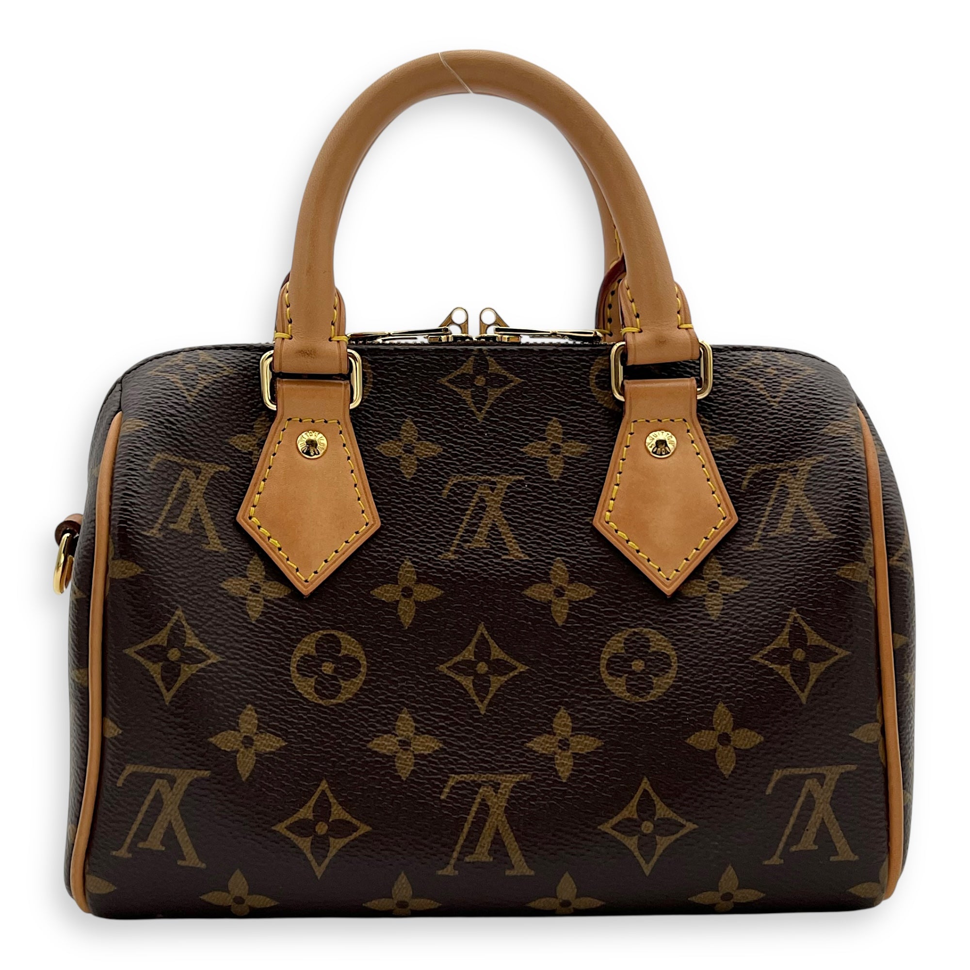 Speedy Bandouliere 20 Brown Top Handle Bag in Monogram Coated Canvas, Gold hardware - Image 3