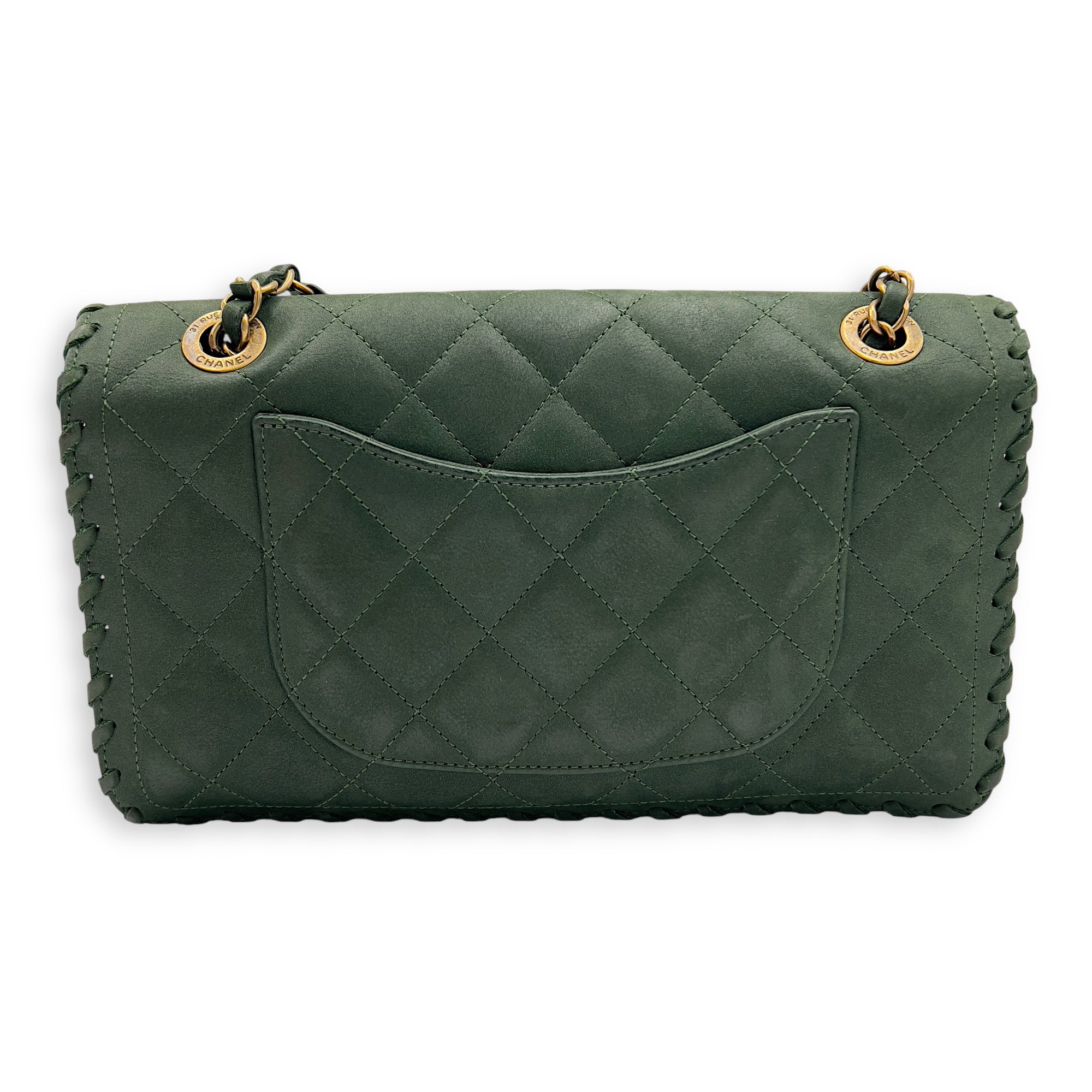 Happy Stitch Green Shoulder Bag in Calfskin, Gold hardware - Image 3