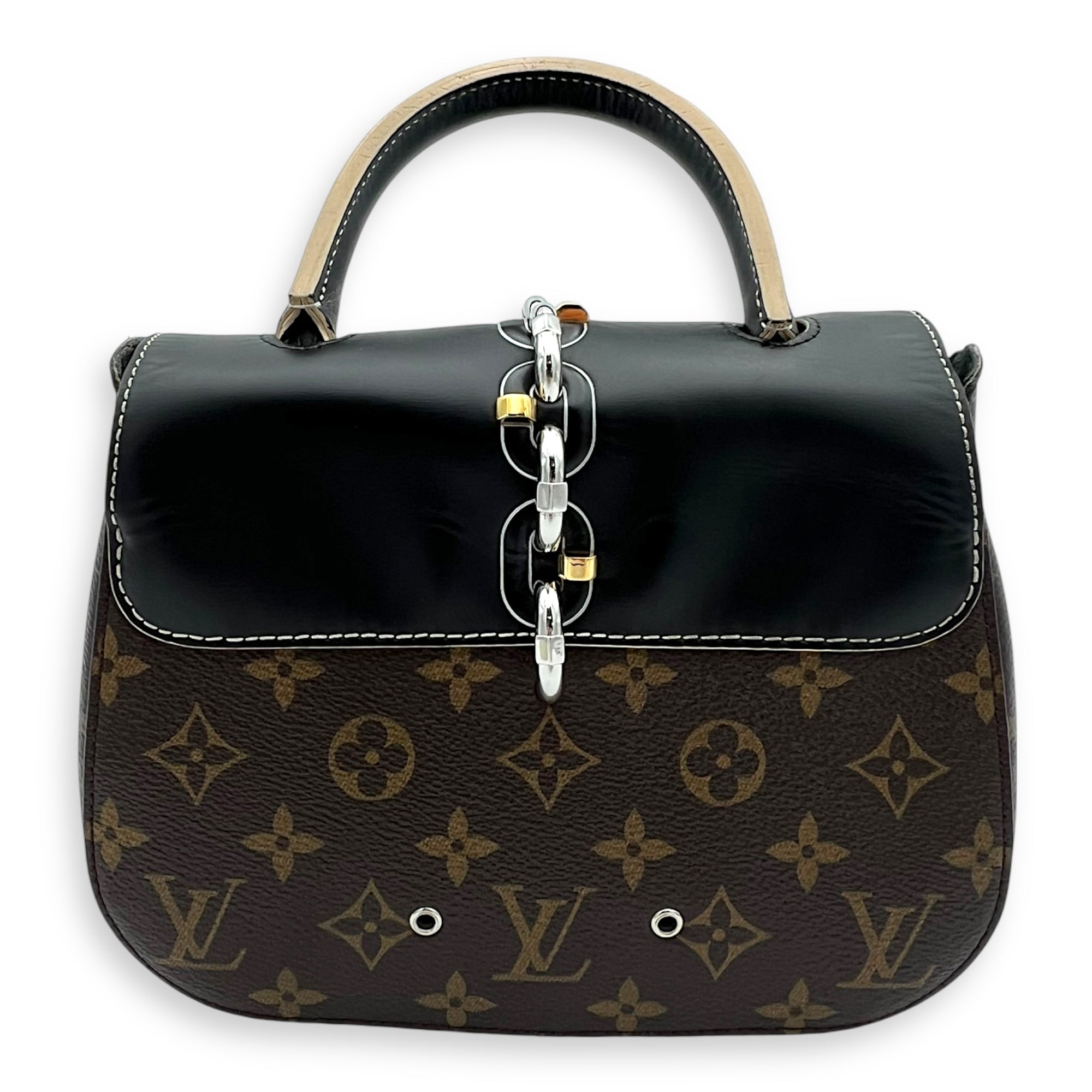 Chain It Top Handle Bag Brown in Monogram Coated Canvas, Silver hardware - Image 3