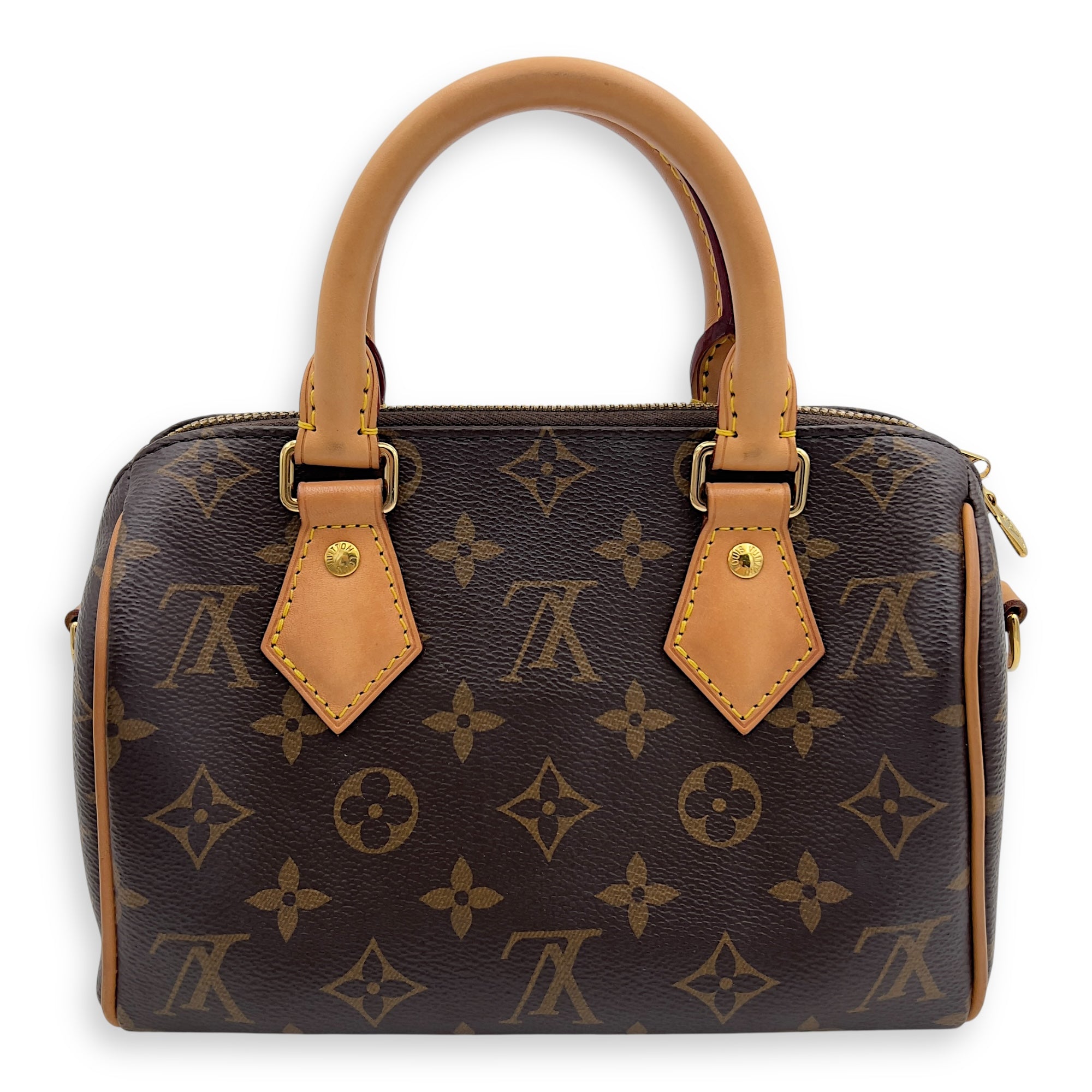 Speedy Bandouliere Top Handle Bag 20 Brown in Monogram Coated Canvas, Gold hardware - Image 3