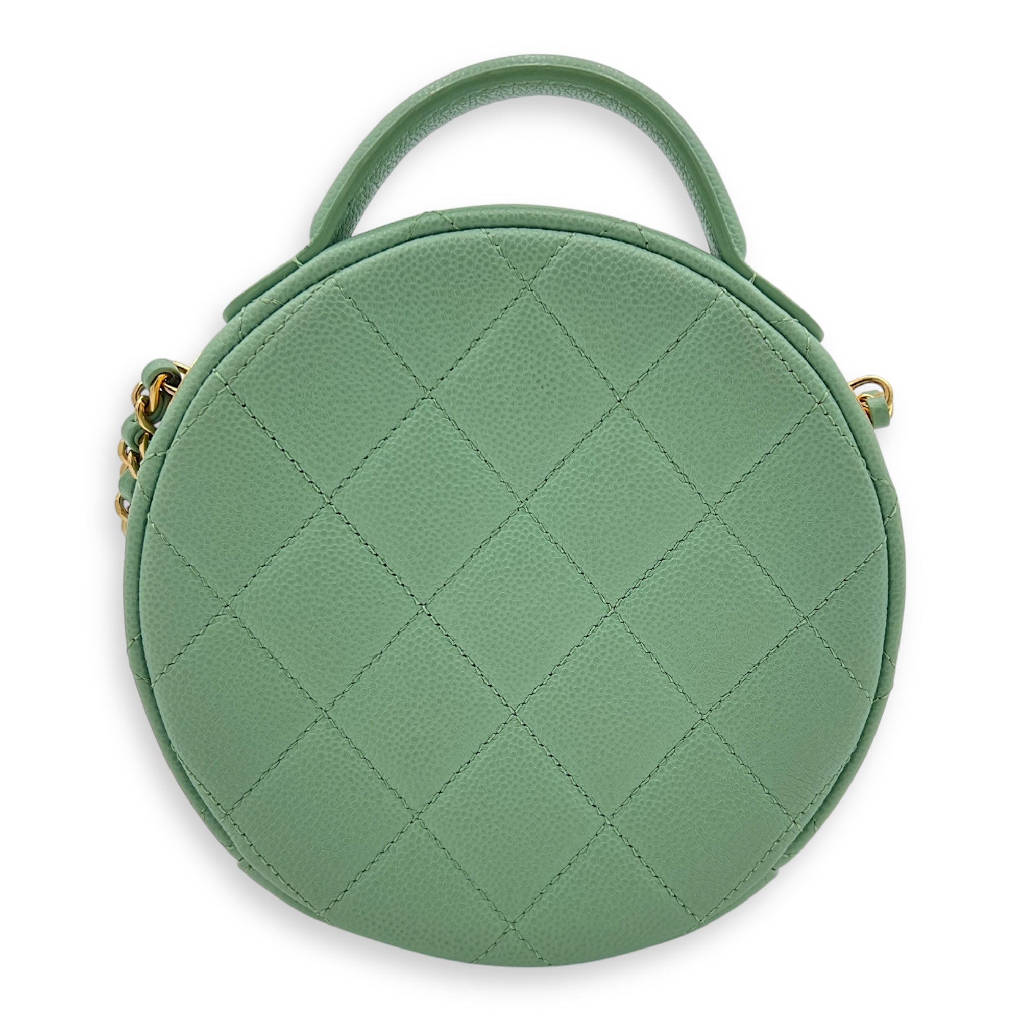 CC Top Handle Bag Green in Caviar Leather, Gold hardware - Image 3