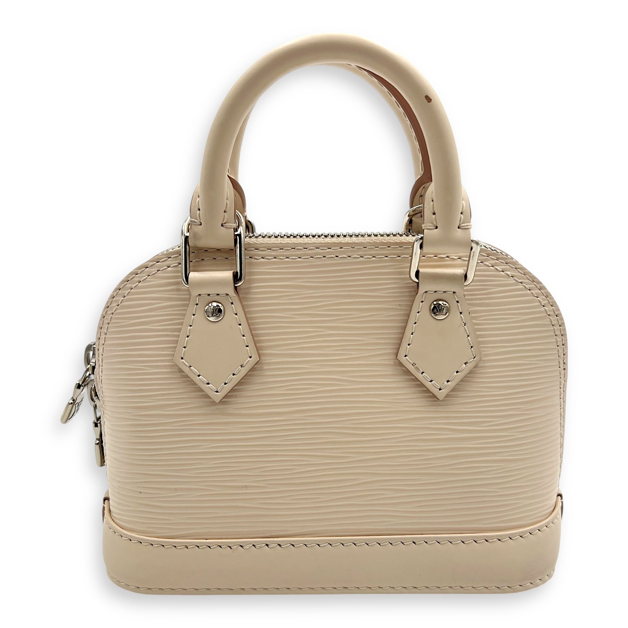 Alma Top Handle Bag Nano White in Epi Leather, Silver hardware - Image 3
