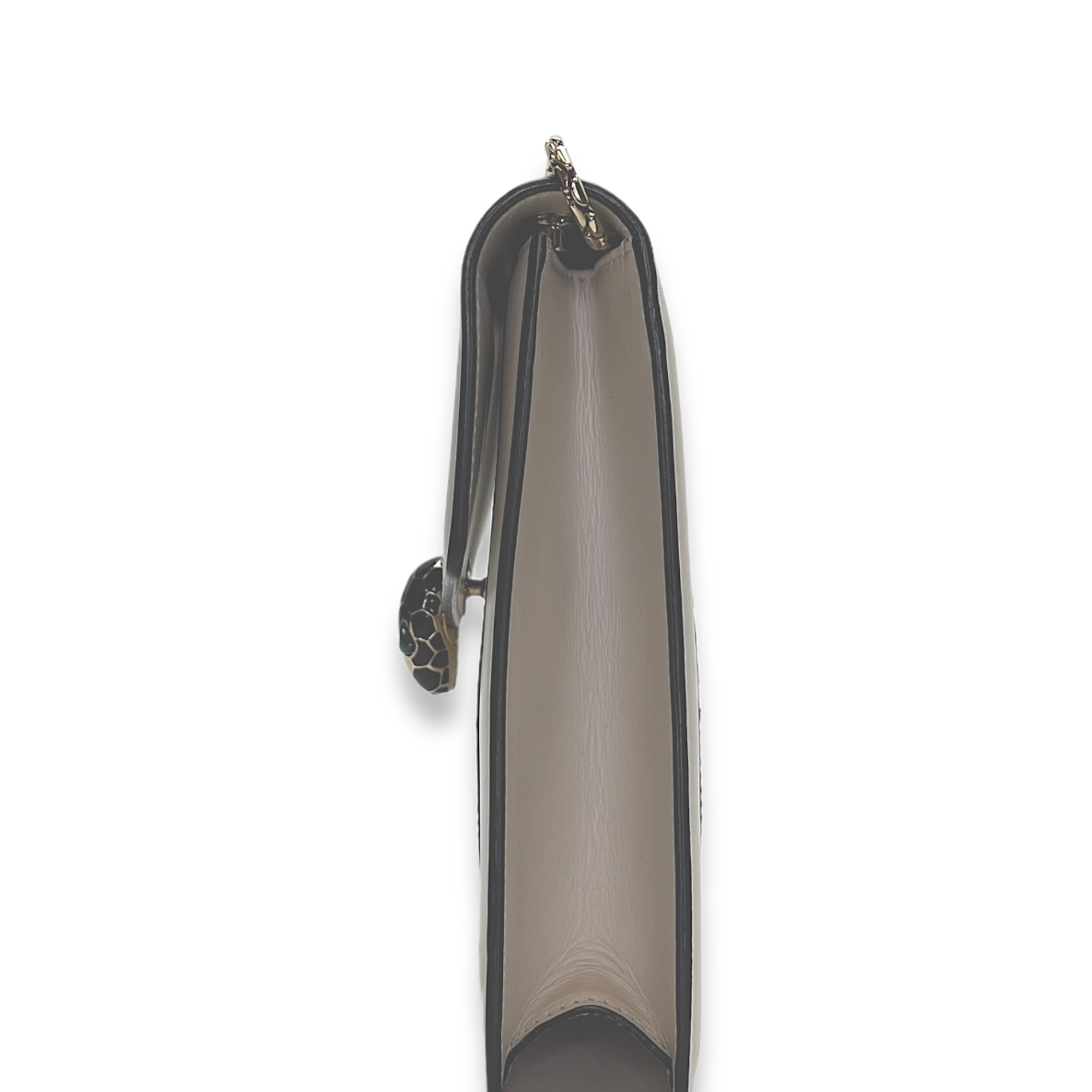 Serpenti Forever Medium White Shoulder Bag in Calfskin, Light Gold hardware - Image 4