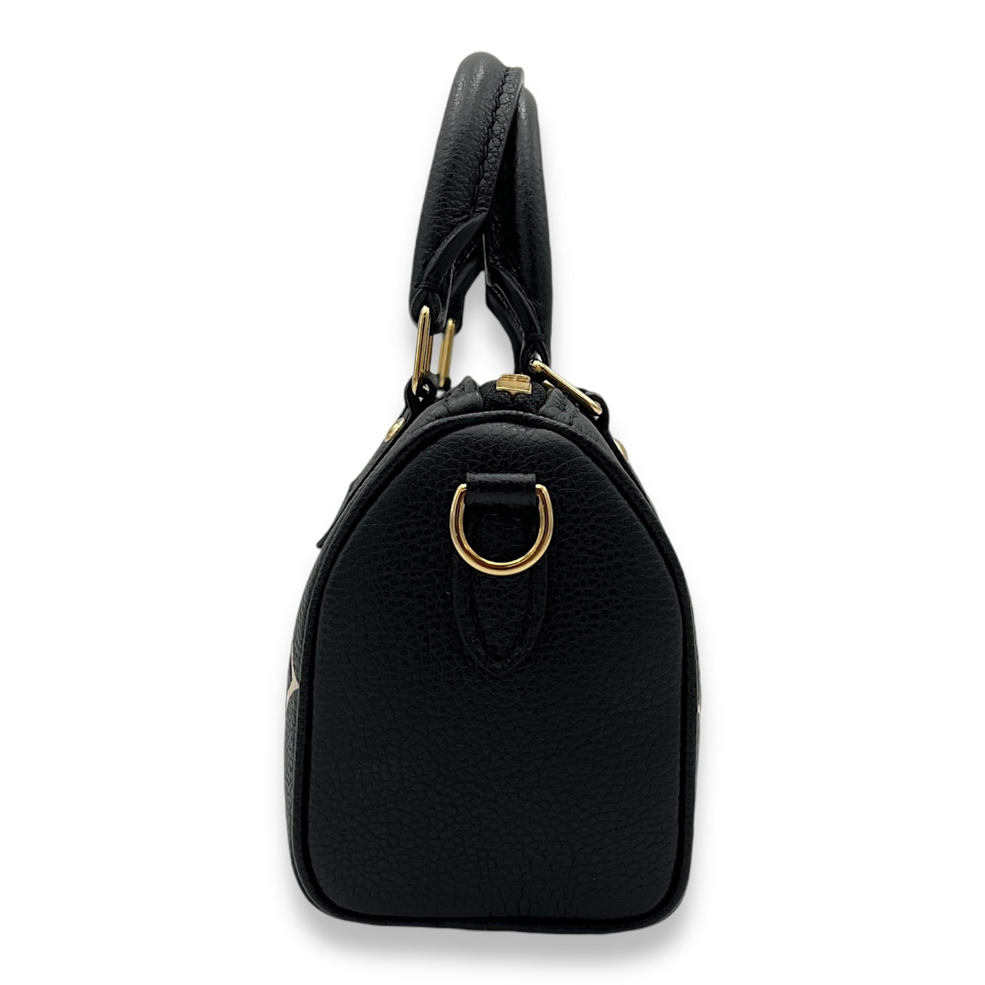 Speedy Bandouliere Nano Black Top Handle Bag in Monogram Empreinte Leather, Gold hardware - Image 4