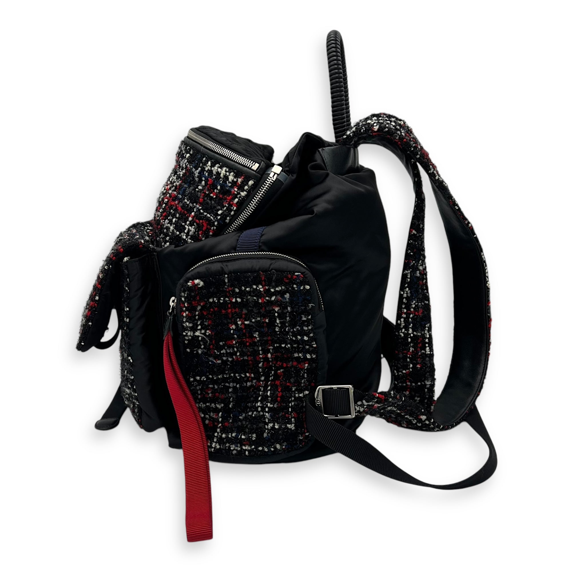 Astronaut Backpack Multi-colour in Tweed, Silver hardware - Image 4