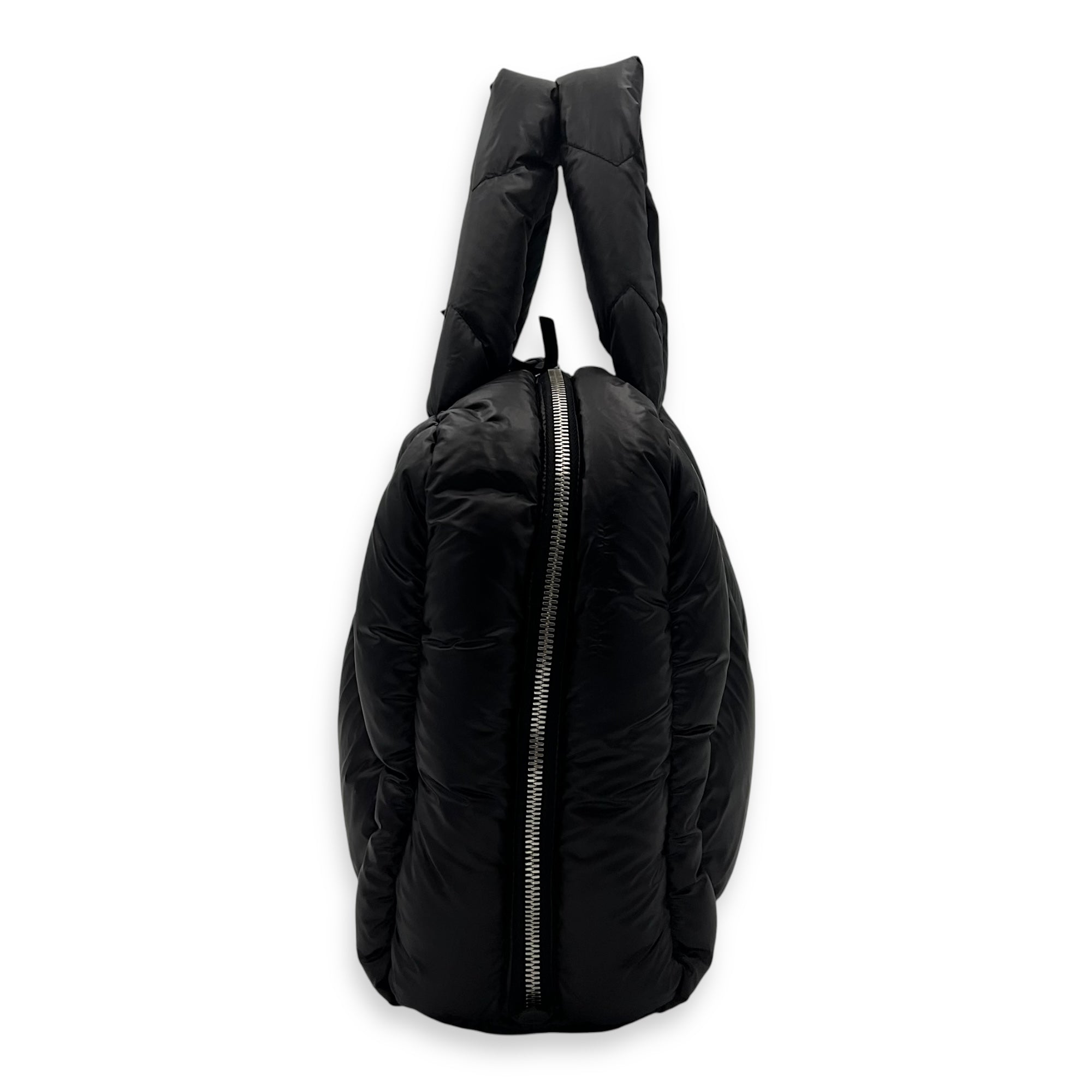 Paded Boston Top Handle Bag Black in Nylon, Silver hardware - Image 4