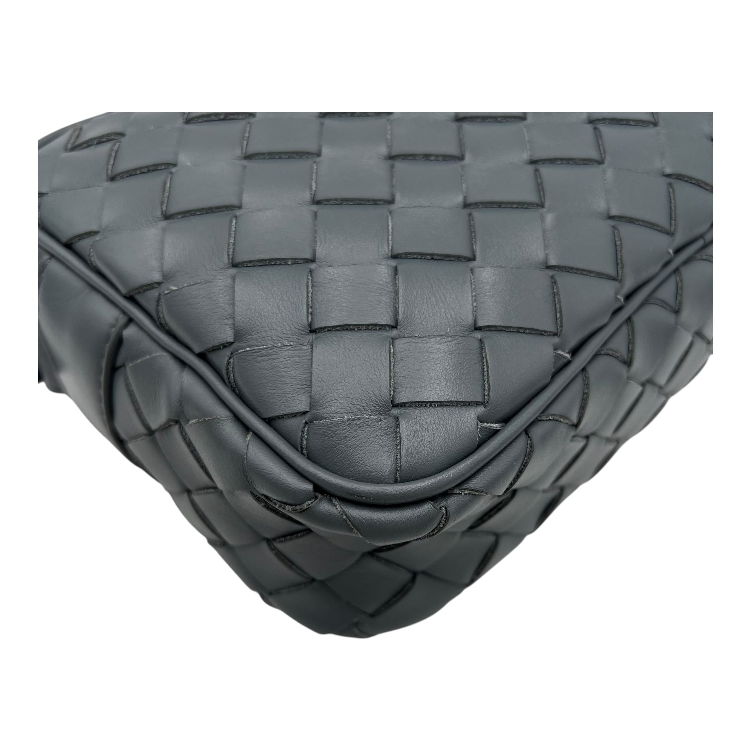 Intrecciato Crossbody Bag Grey in Calfskin, Silver hardware - Image 8