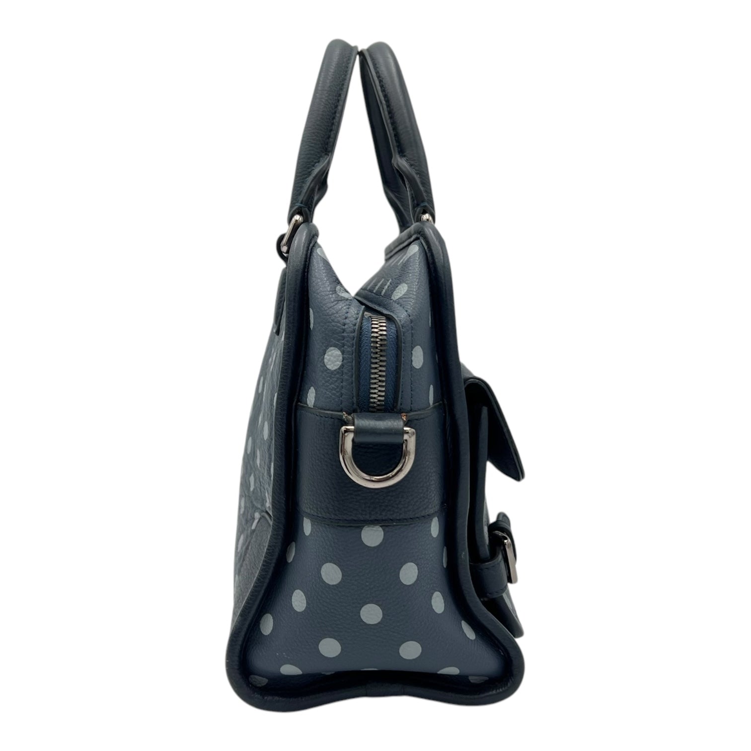 Cruz Two Way Bag Blue Top Handle Bag in Calfskin, Silver hardware - Image 4