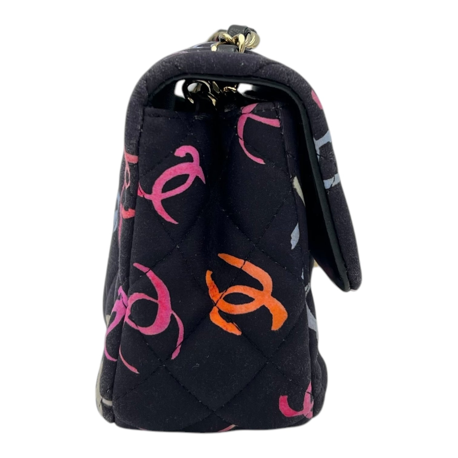 2024 Rectangle Mini Flap Multi-colour Shoulder Bag in Fabric, Gold hardware - Image 4