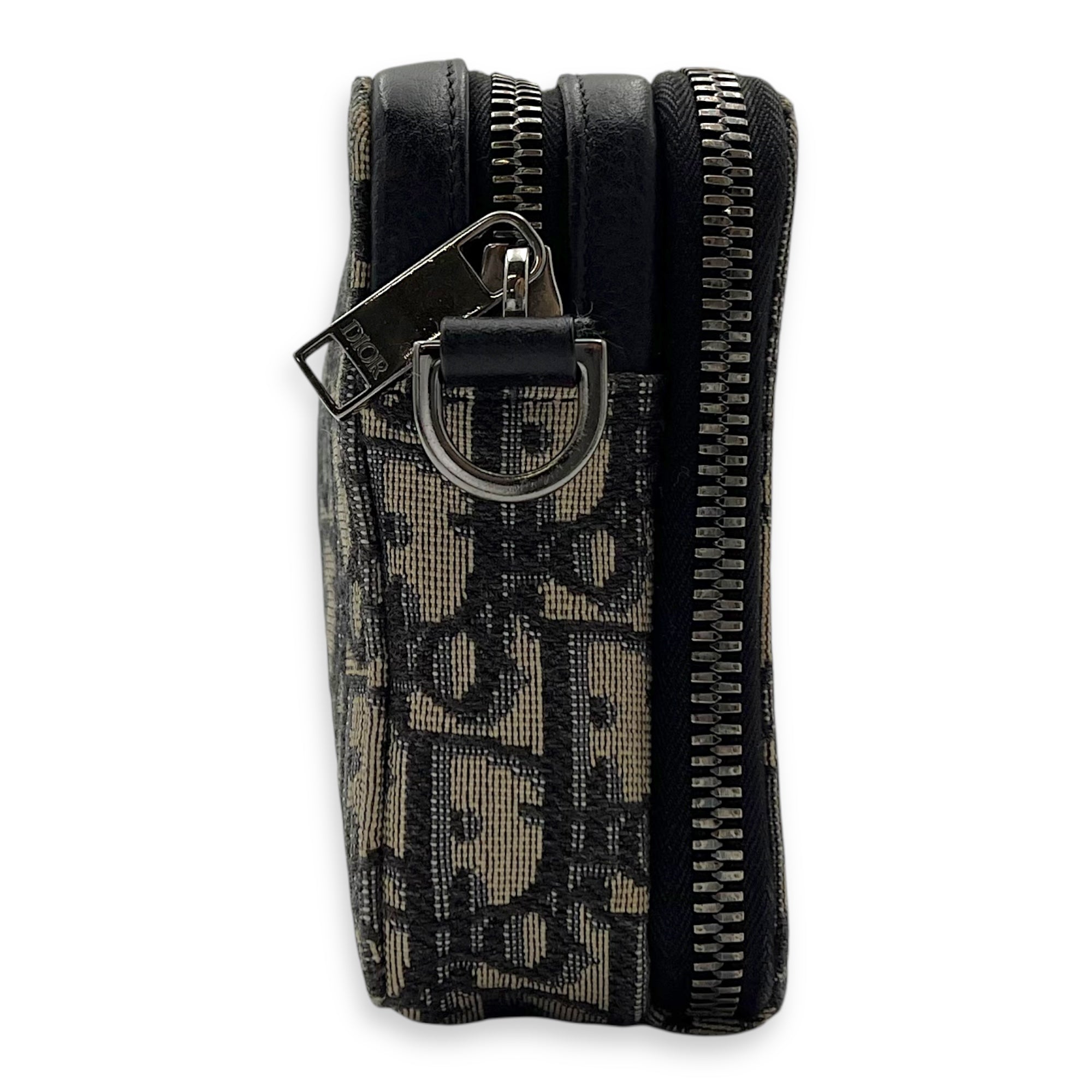 Zipped Pouch Oblique Blue Crossbody Bag in Jacquard, Silver hardware - Image 4