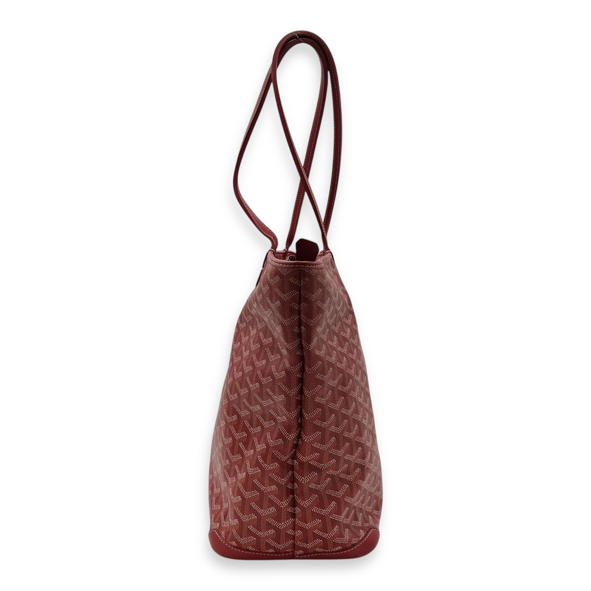 Artois MM Red Tote Bag in Coated Canvas, Silver hardware - Image 4