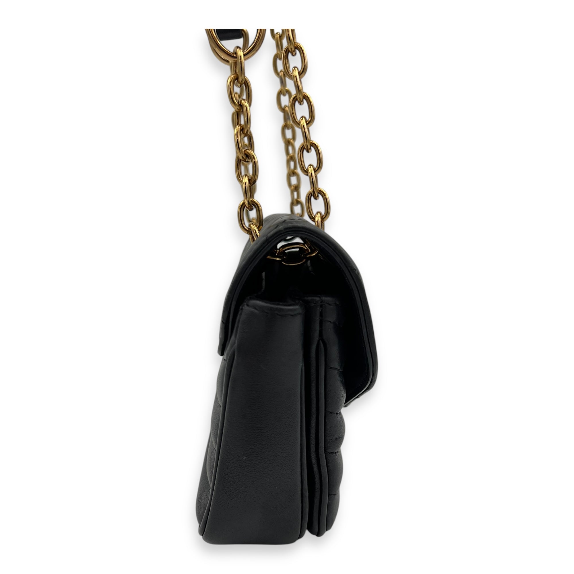New Wave Crossbody Bag PM Black in Calfskin, Gold hardware - Image 4